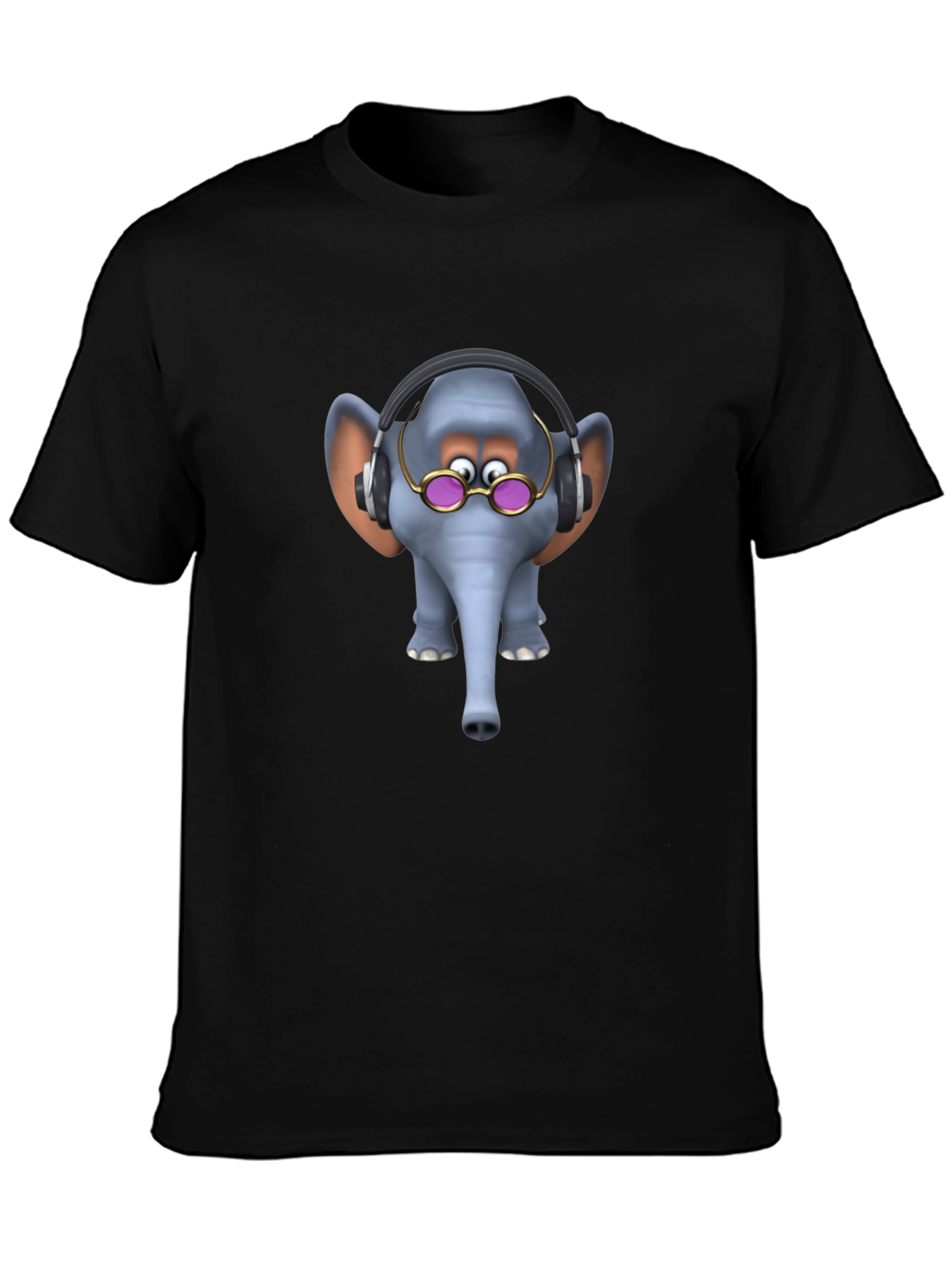Black Elephant Cartoon T-Shirt - Fun Graphic Tee view 3