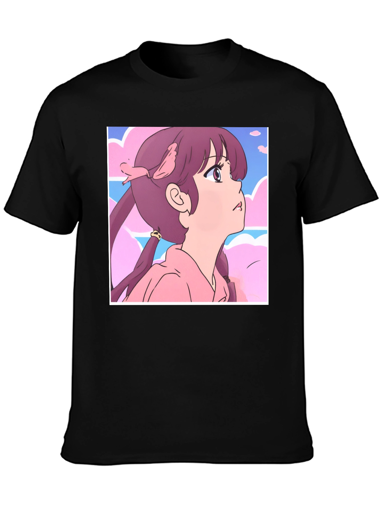Black Anime Girl Graphic T-Shirt - Casual Black Tee view 3