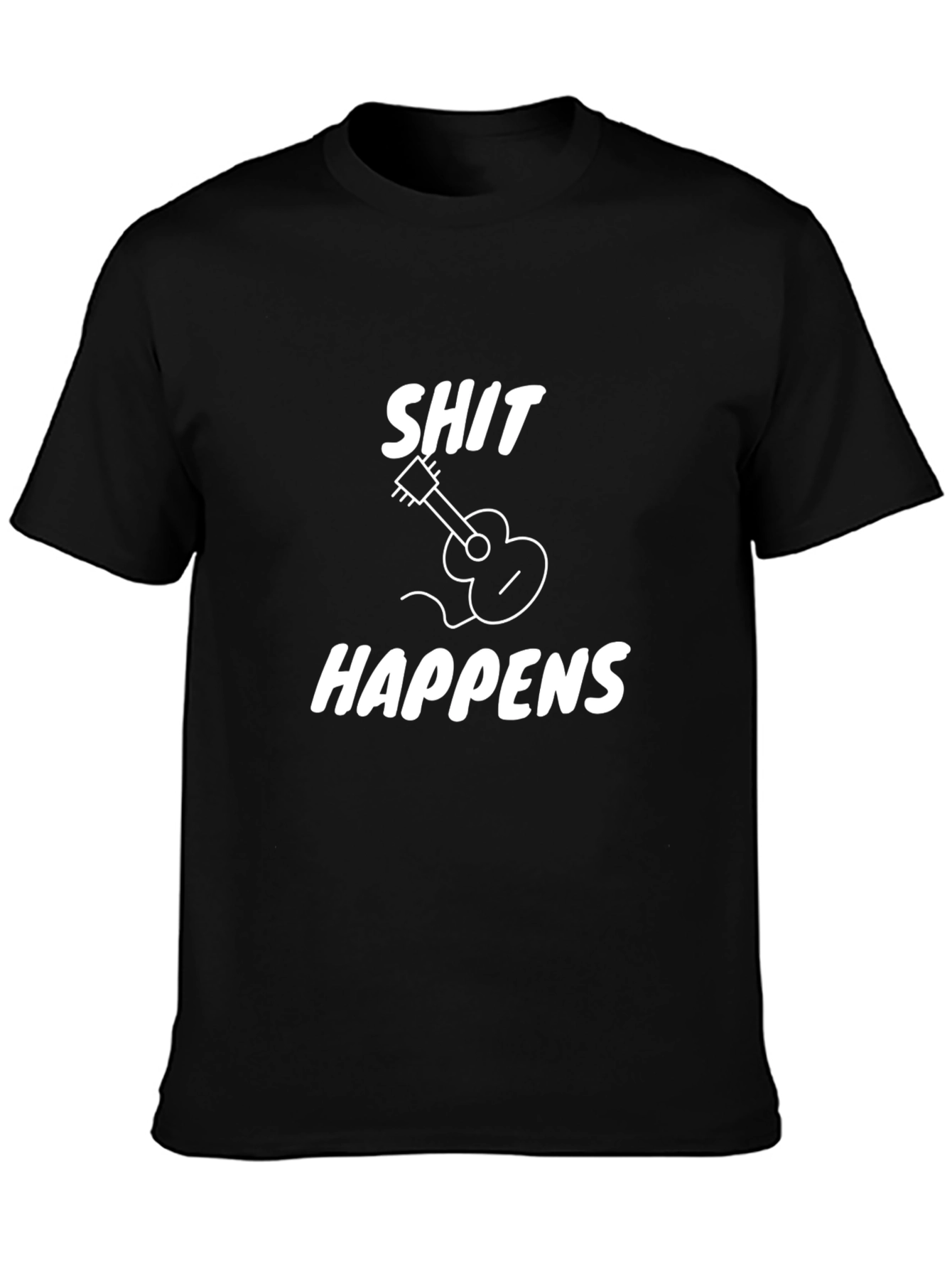 Black Shit Happens Guitar Graphic T-Shirt view 3
