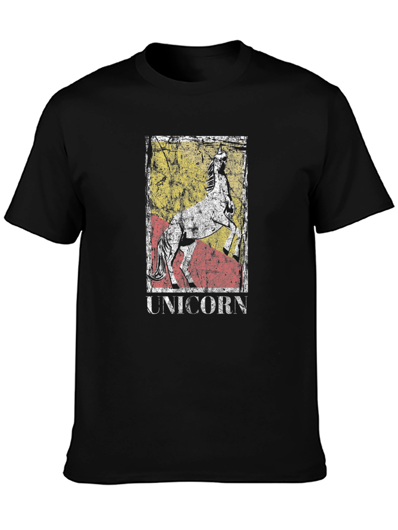 Black Vintage Style Unicorn Graphic T-Shirt view 3
