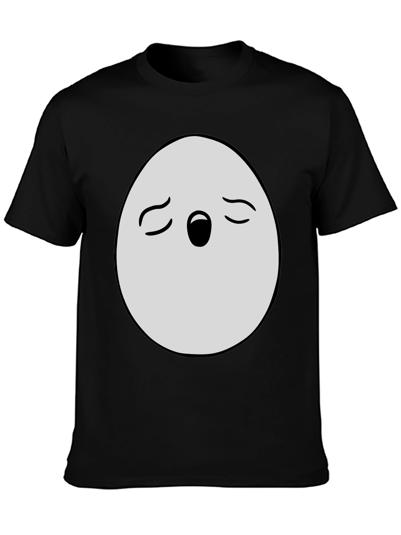 Black Funny Egg Face Graphic T-Shirt - Black Cotton Blend view 3