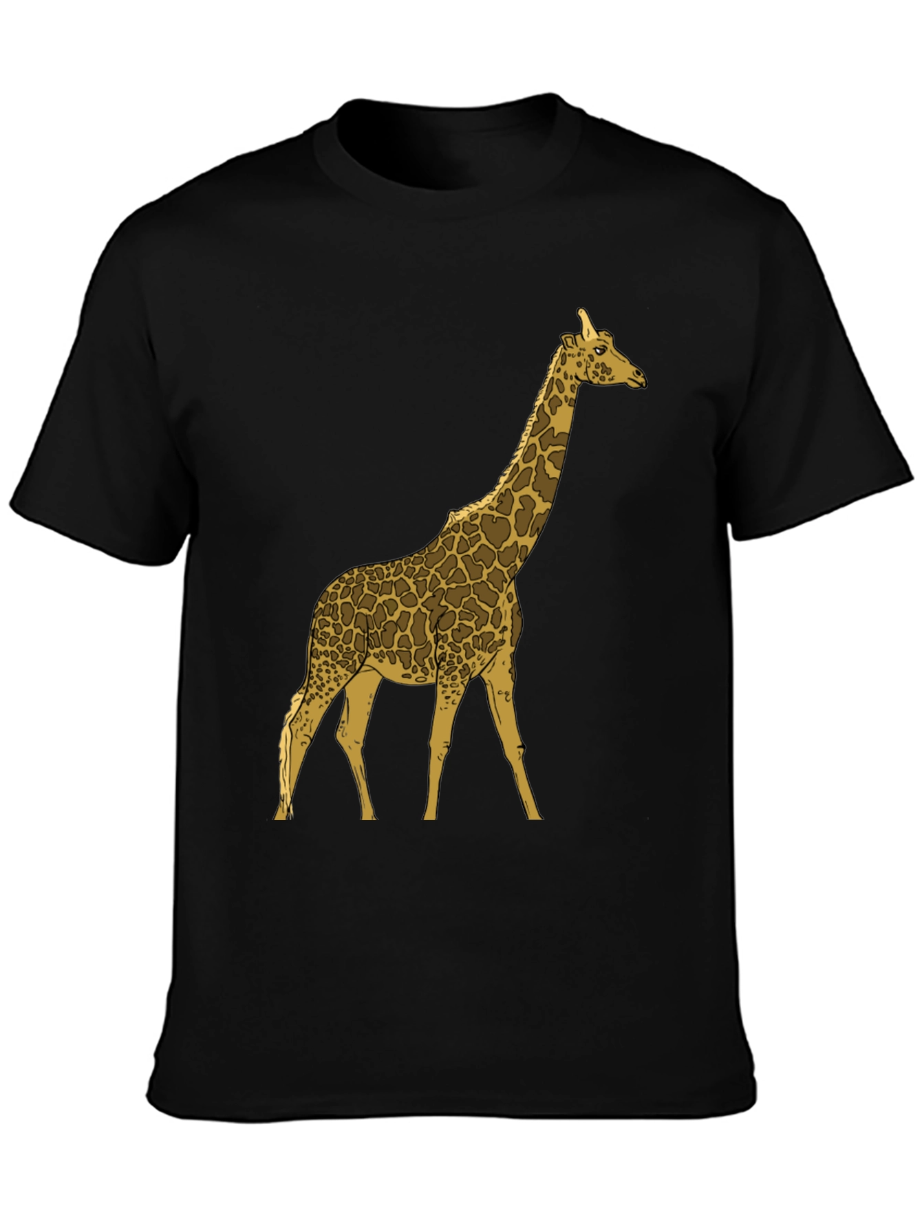Black Giraffe Graphic Print Black Crew Neck T-Shirt view 3