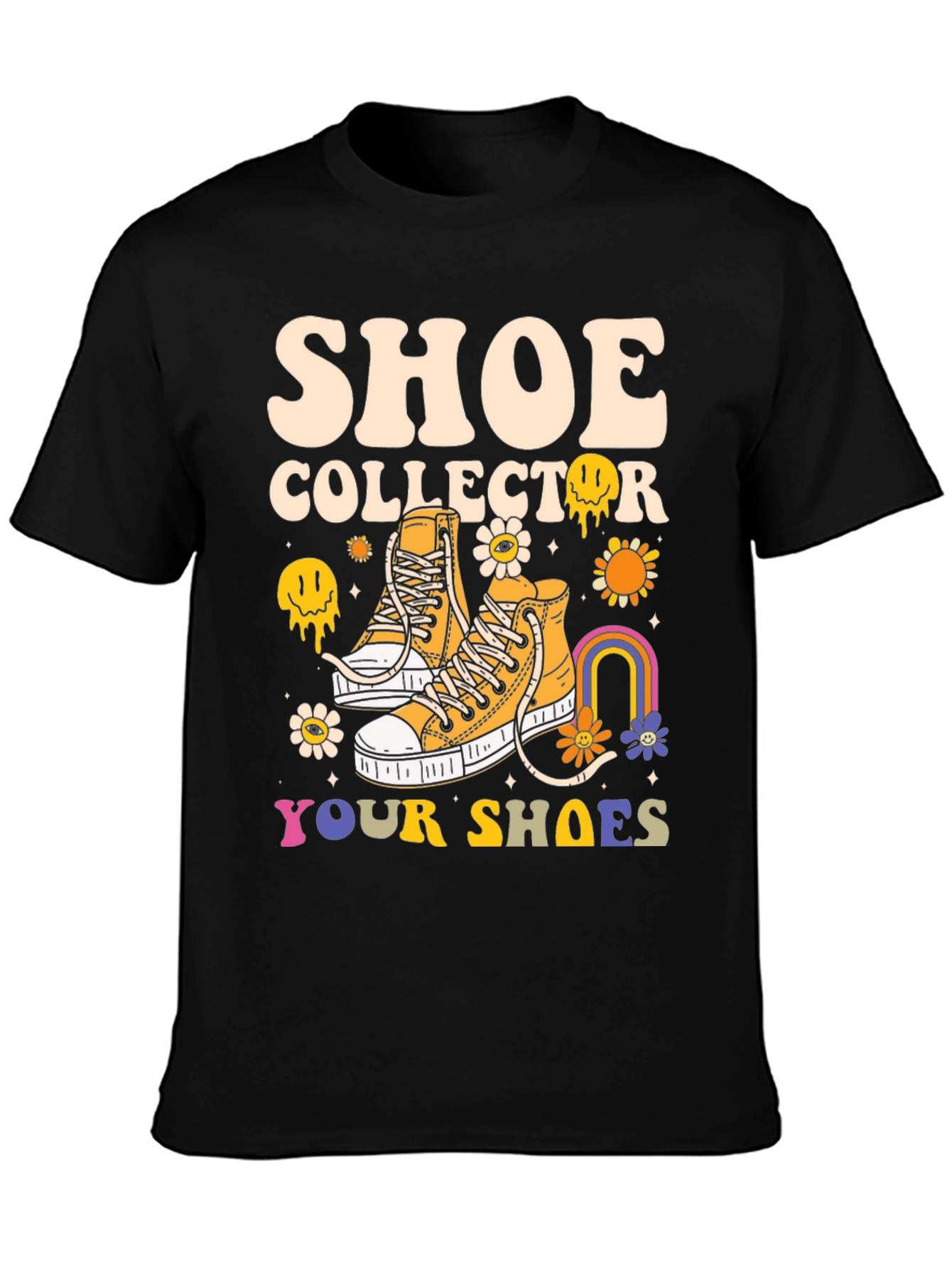 Black Shoe Collector T-Shirt, Funky Shoe Lover Tee view 3