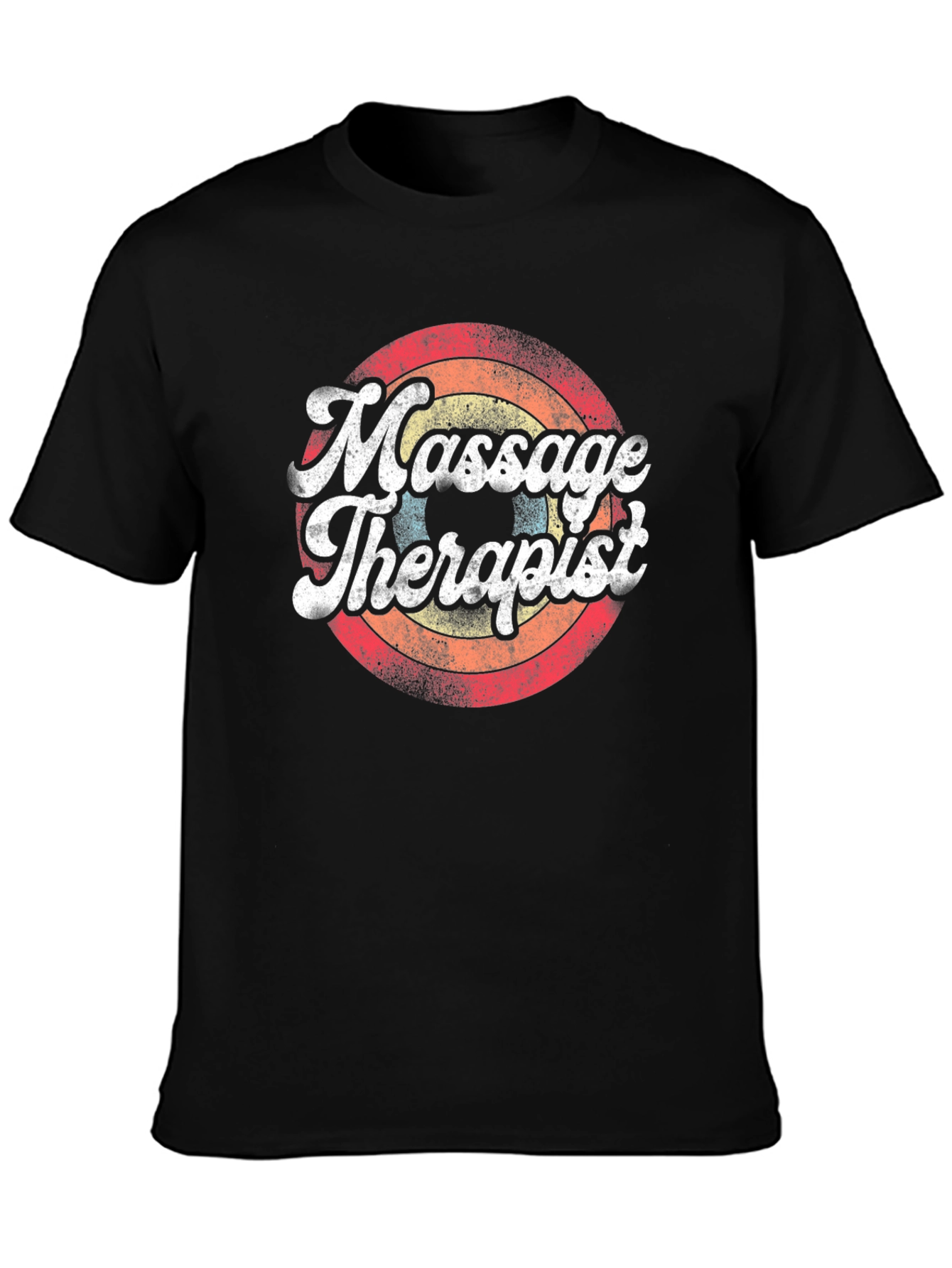 Black Massage Therapist Vintage Style Graphic T-Shirt view 3