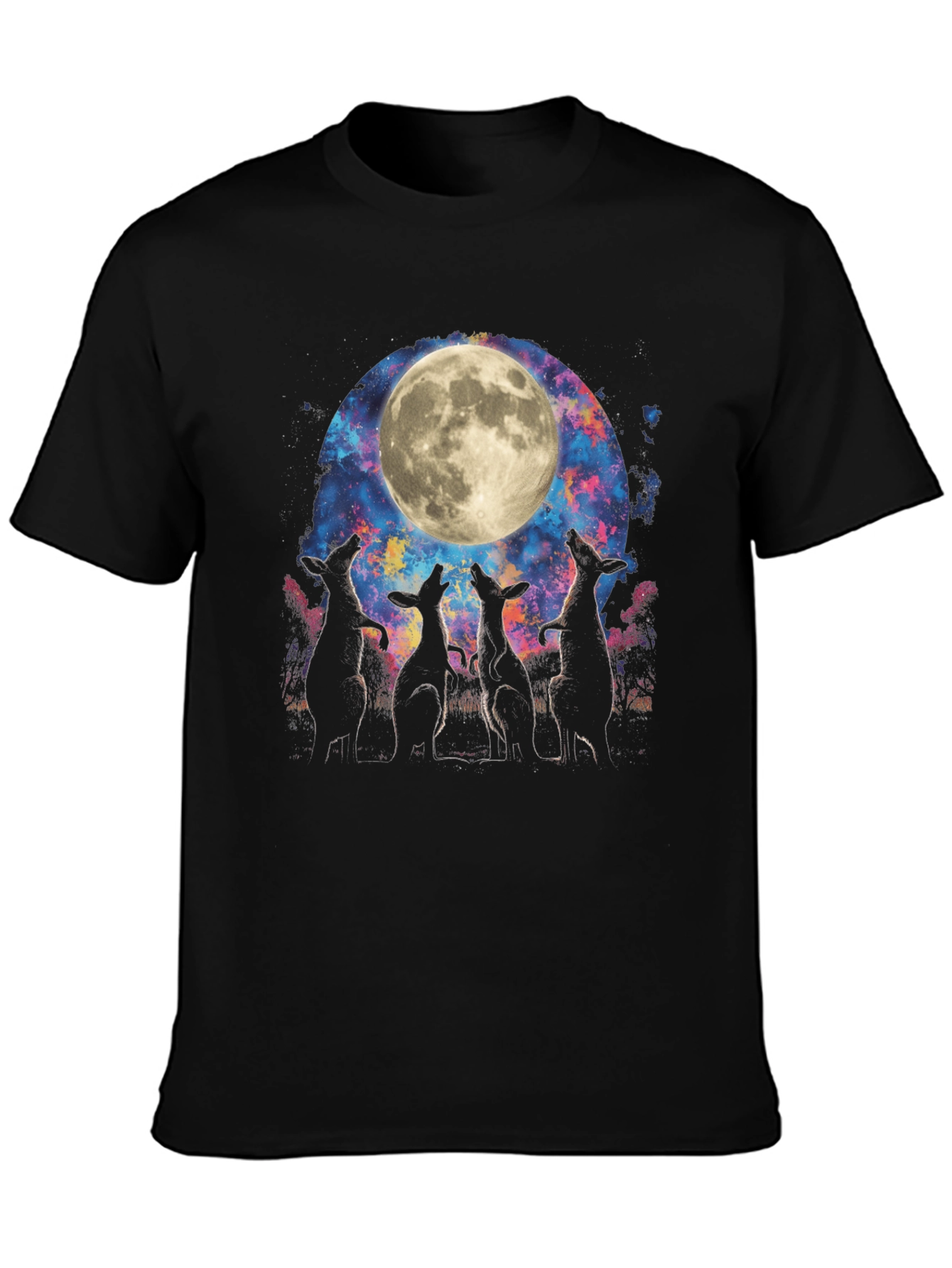 Black Wolf Moon Galaxy T-Shirt view 3