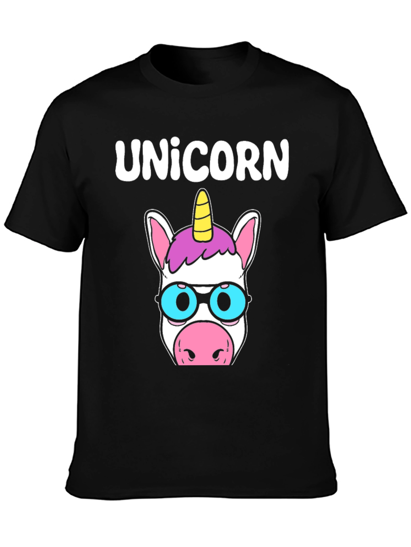 Black Unicorn T-Shirt - Cute Cartoon Style view 3