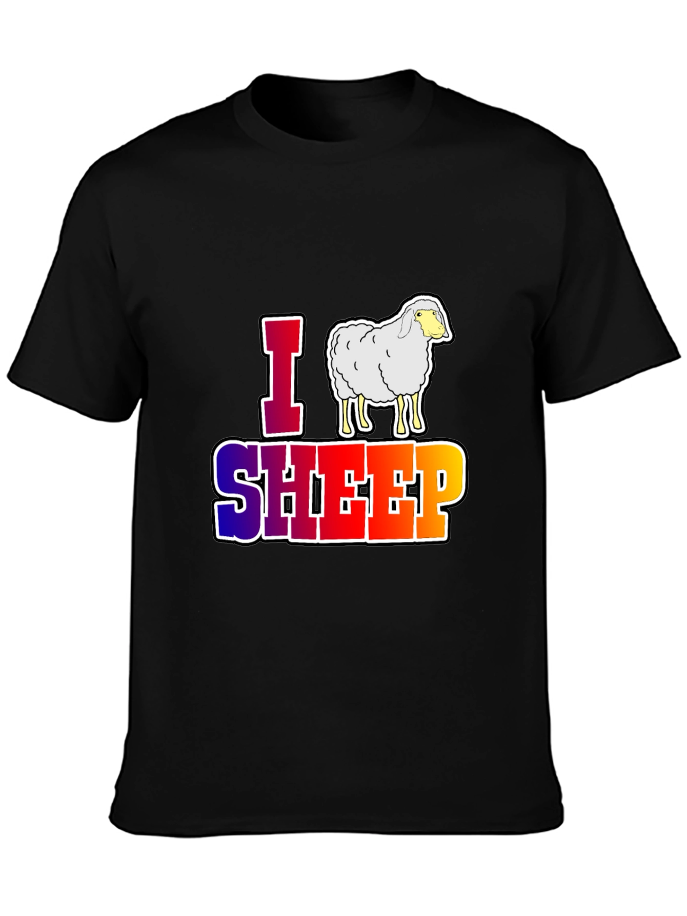 Black I Love Sheep Graphic T-Shirt - Unique Animal Lover Design view 3