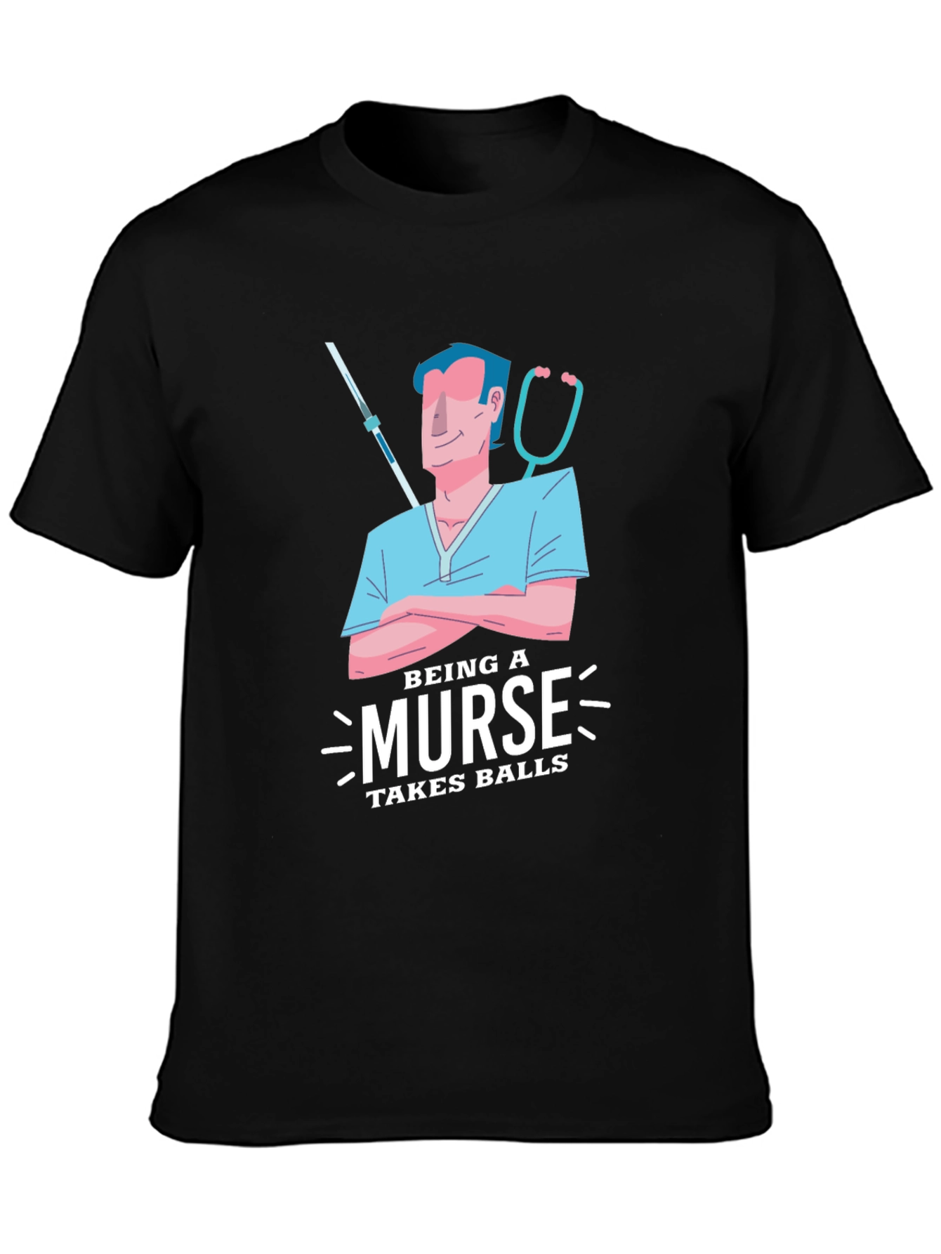 Black Nurse Humor T-Shirt - "Takes Balls" Graphic Tee view 3
