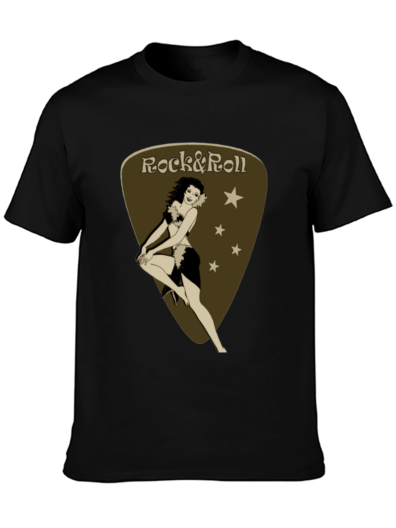 Black Rock & Roll Pin-Up Black T-Shirt view 3