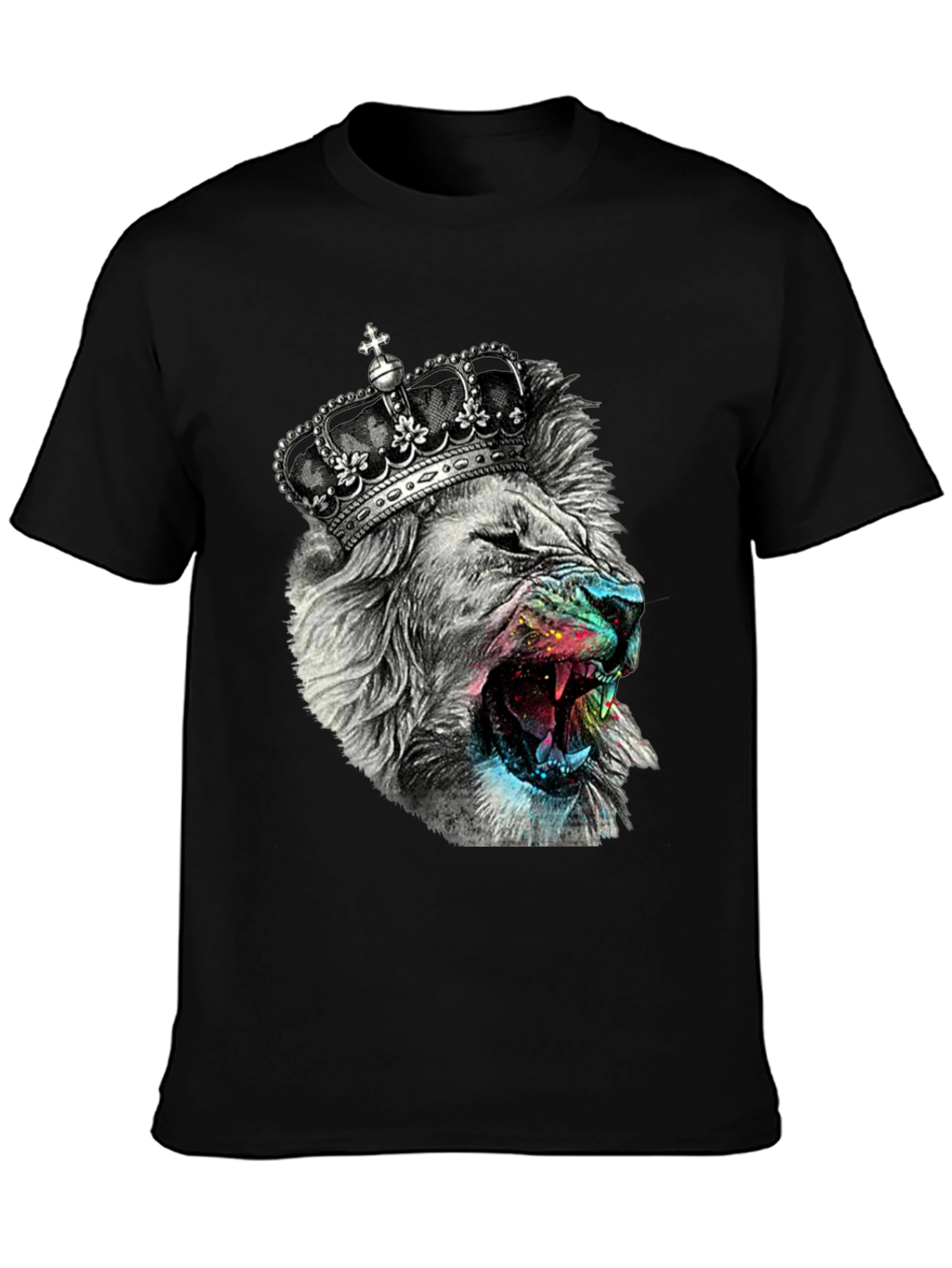 Black King Lion Graphic T-Shirt - Black view 3