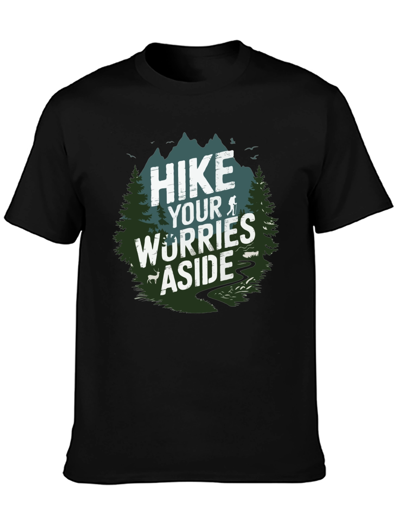 Black Hike Your Worries Aside Tee view 3