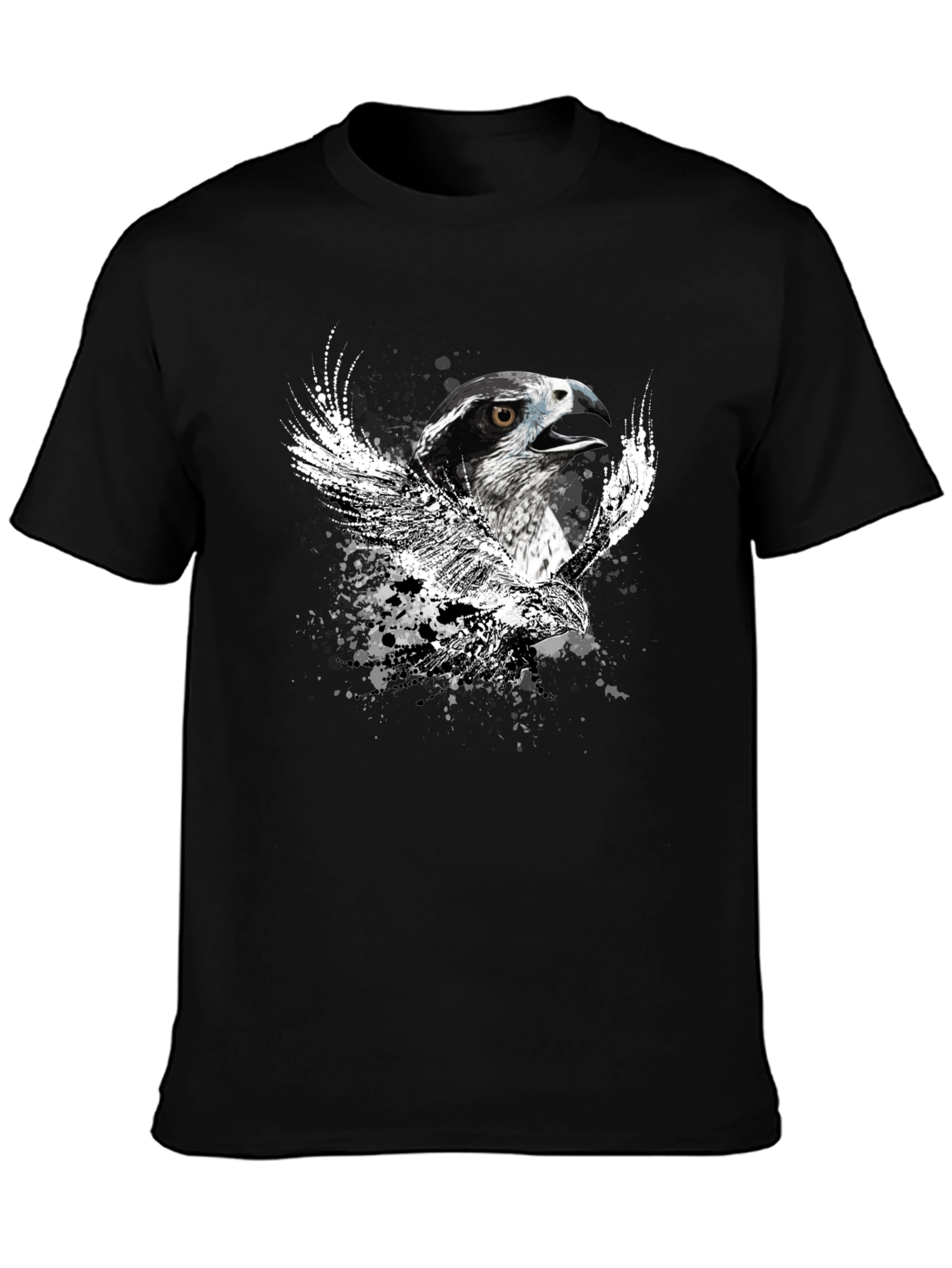 Black Black T-Shirt with Eagle Graphic view 3