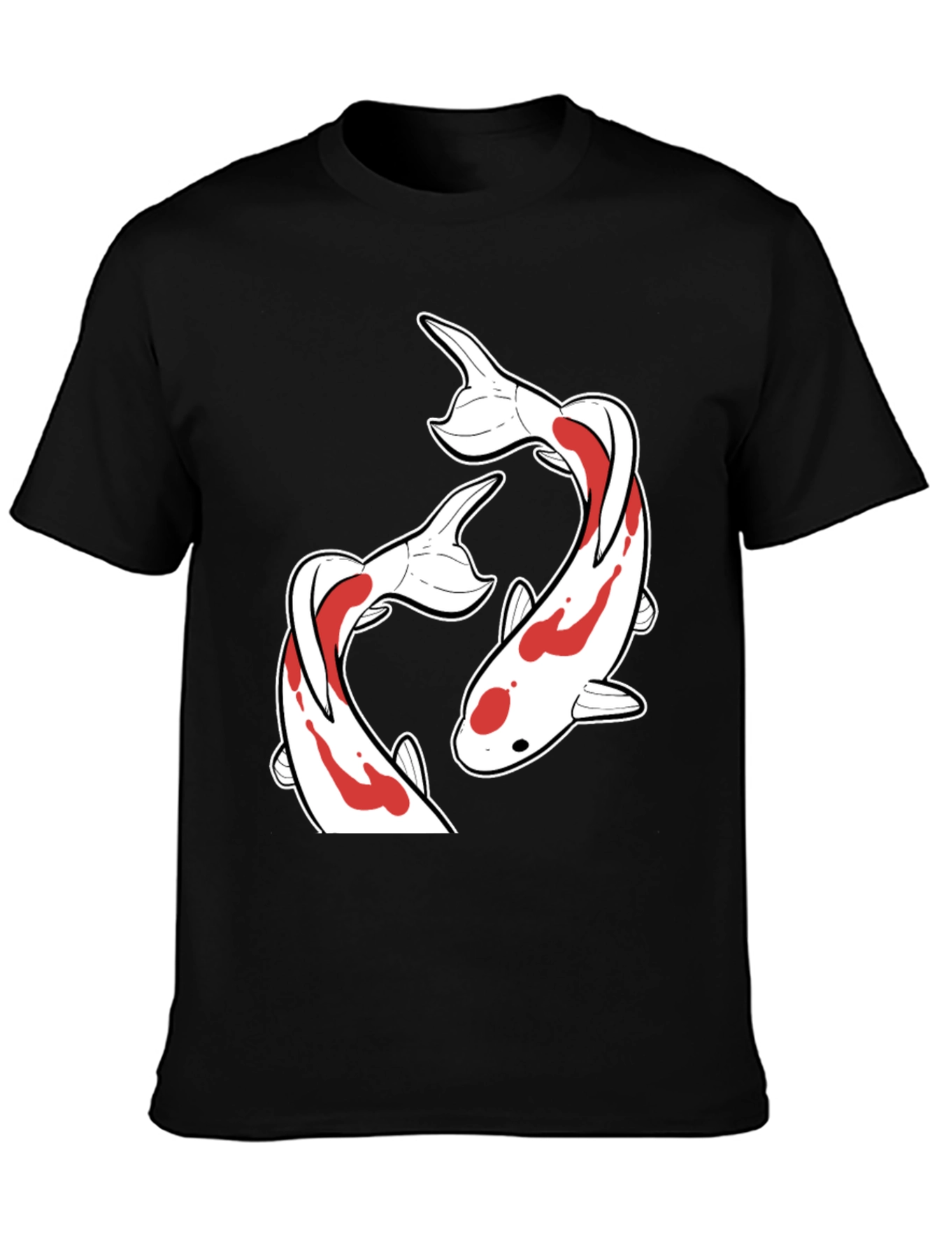 Black Koi Fish Graphic T-Shirt - Black Crew Neck view 3