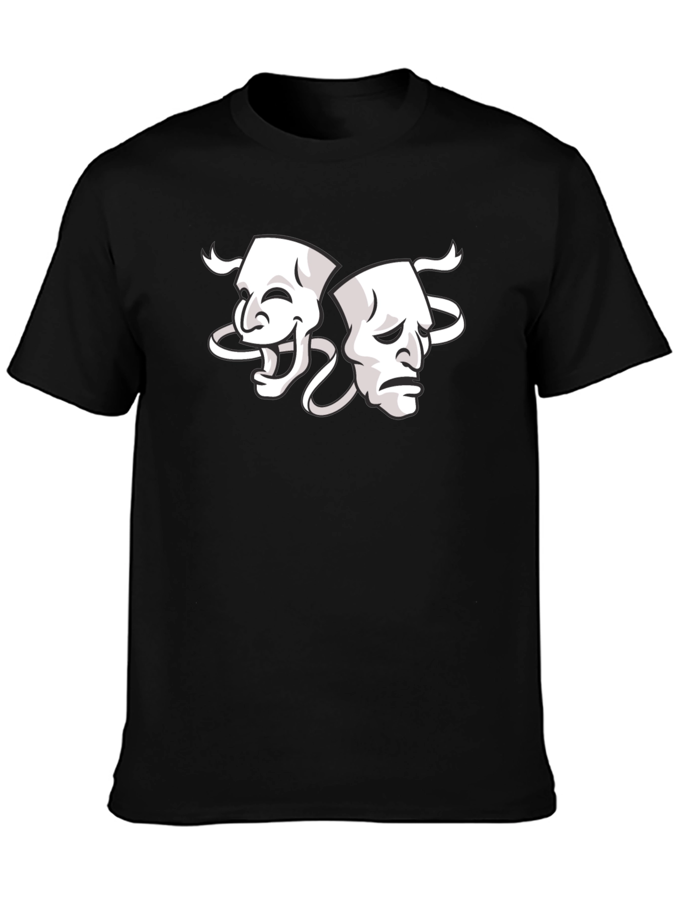 Black Comedy and Tragedy Masks Graphic Tee view 3