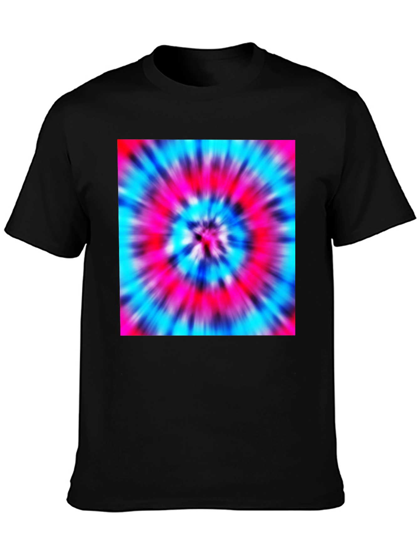 Black Vibrant Tie-Dye Graphic Tee - Black Cotton Blend view 3