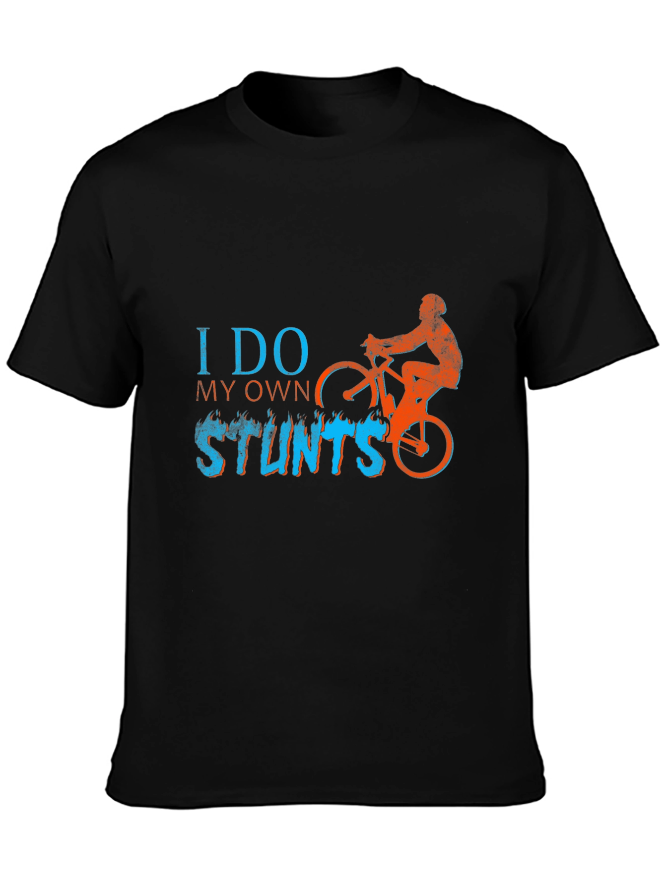 Black I Do My Own Stunts T-Shirt - Biker Design view 3