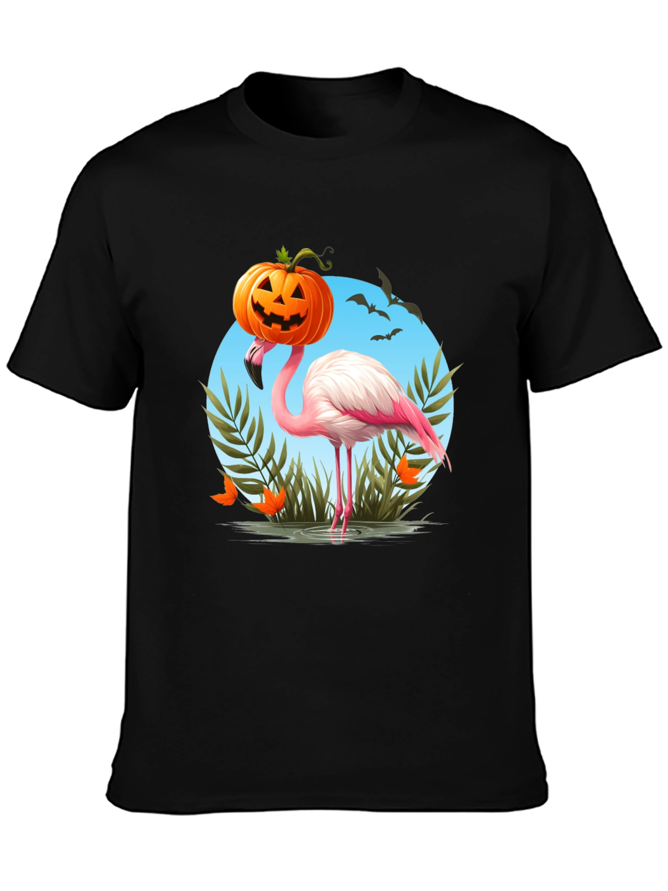 Black Halloween Flamingo Graphic Tee view 3