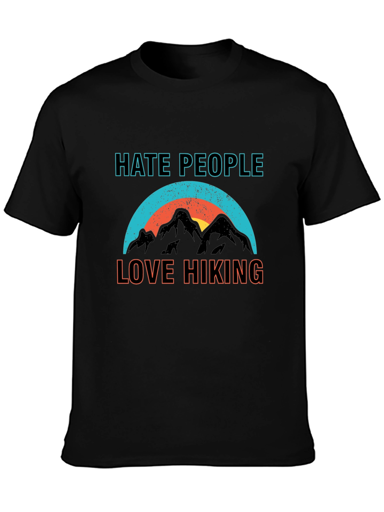Black Hate People Love Hiking Graphic Tee view 3