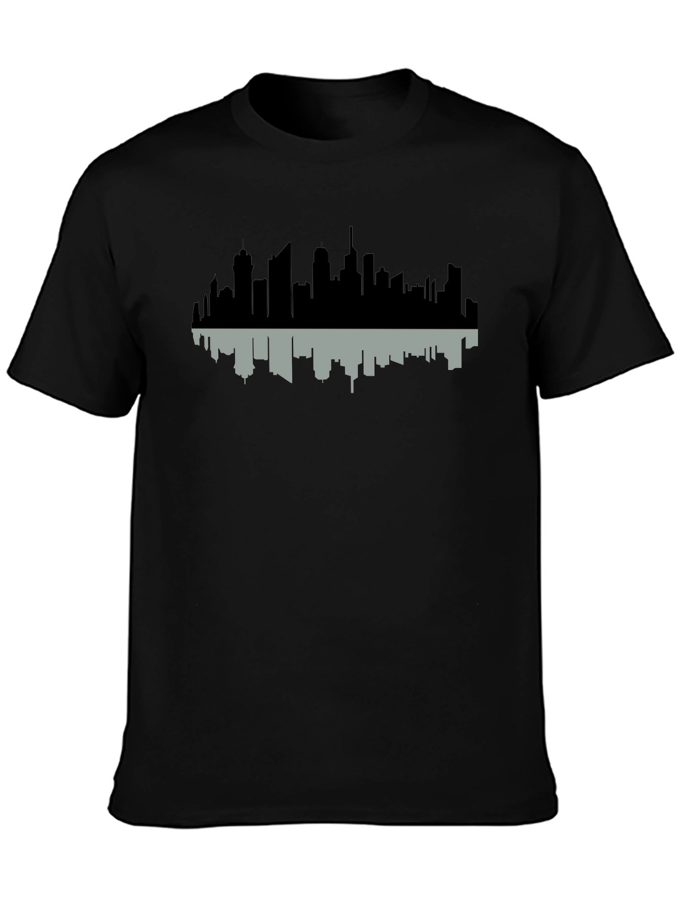 Black Cityscape Reflection Tee - Modern Graphic Print view 3