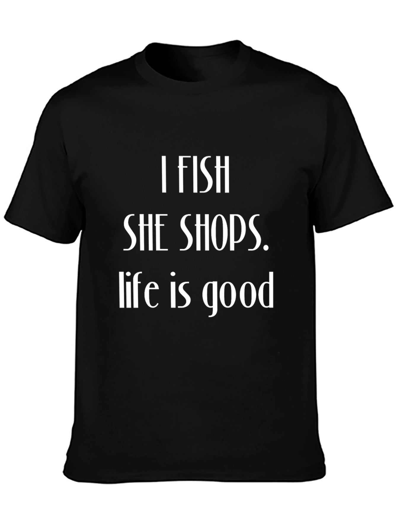 Black I FISH SHE SHOPS T-Shirt - Black Cotton Tee view 3