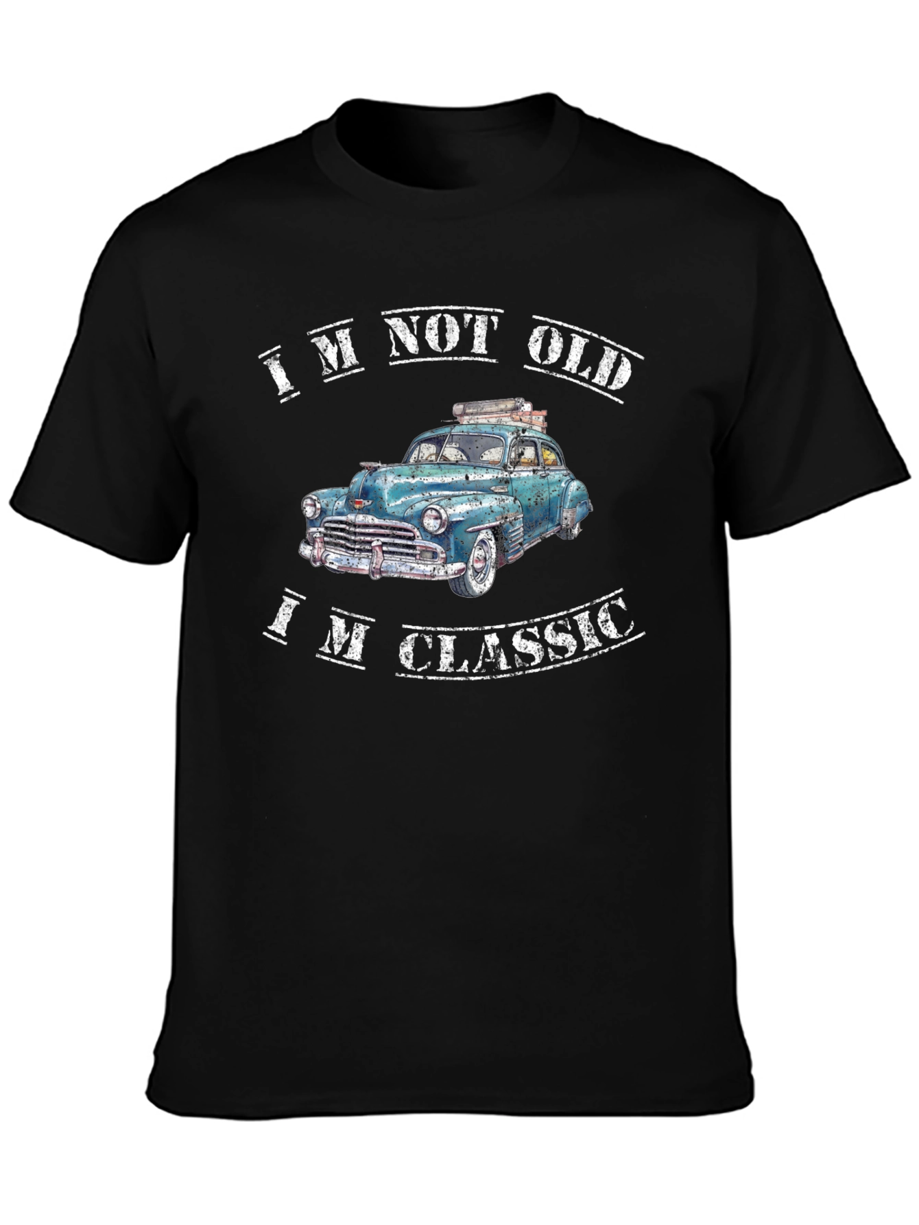 Black Classic Car Graphic Tee - I'm Not Old, I'm Classic T-Shirt view 3