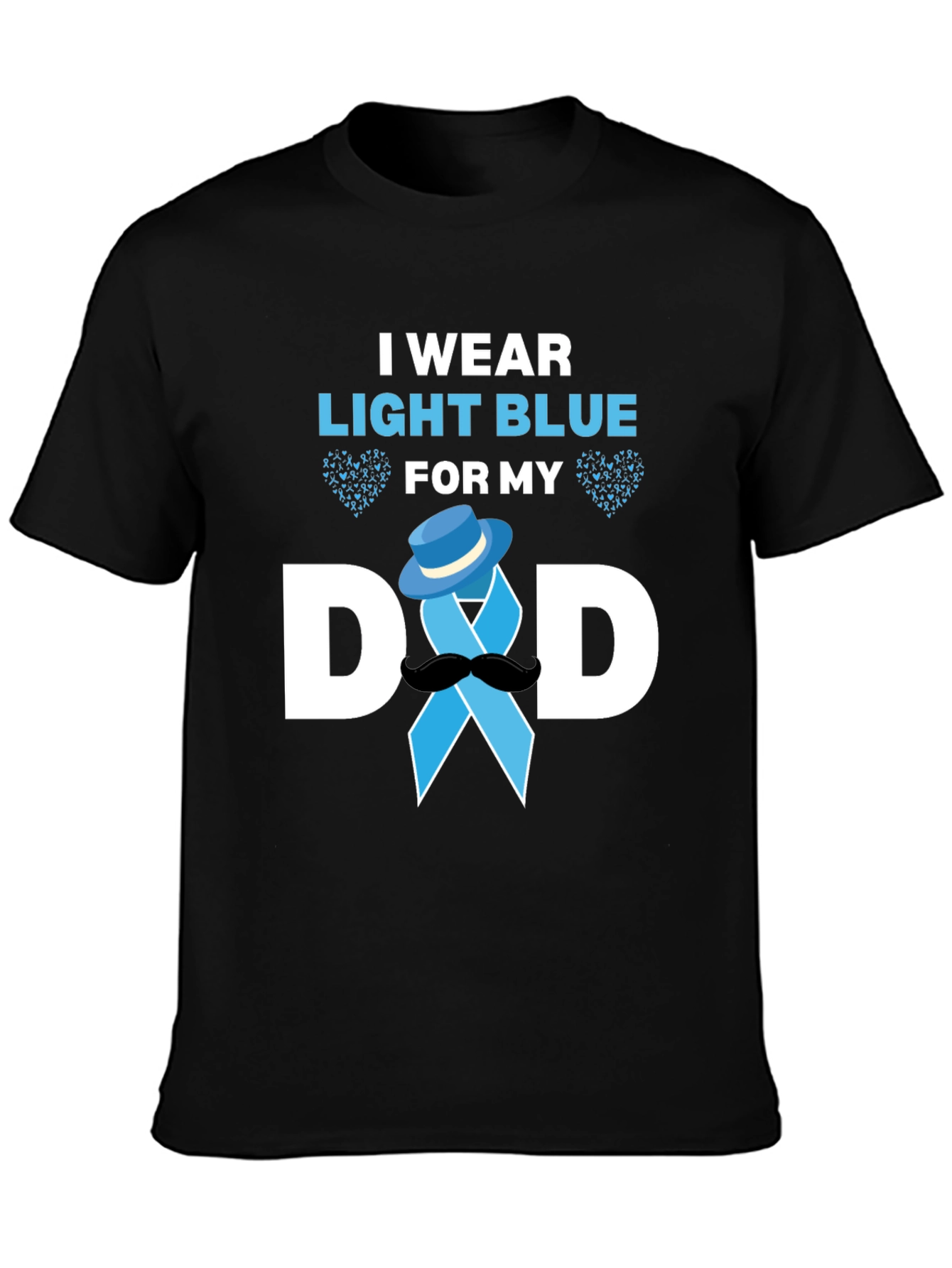 Black Light Blue Dad Support T-Shirt view 3