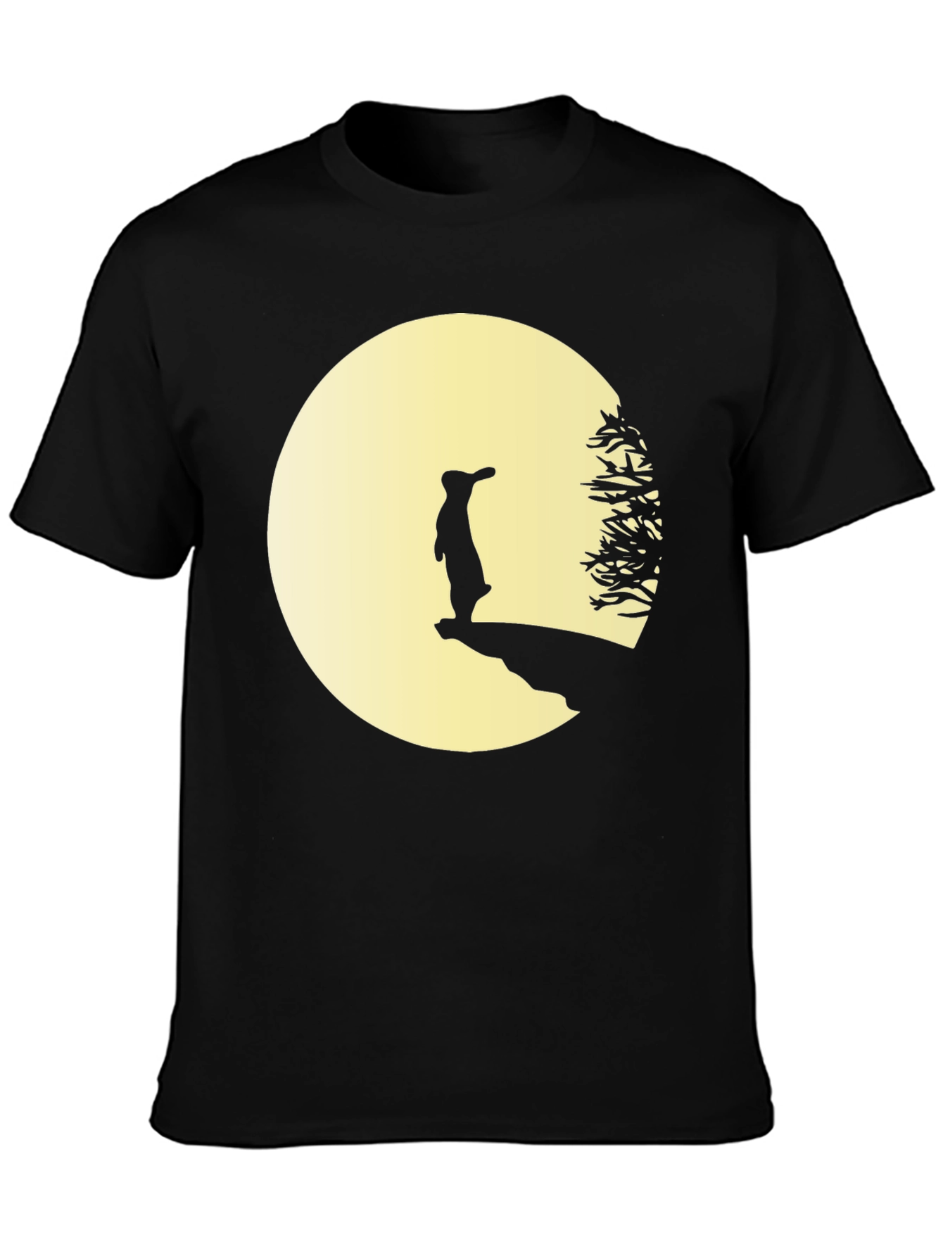 Black Silhouette Rabbit on Moon T-Shirt view 3