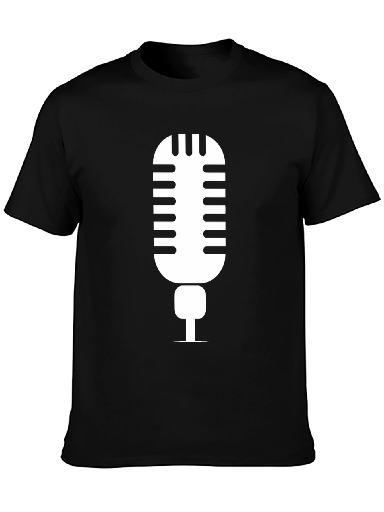 Black Retro Microphone Graphic Tee - Black Unisex T-Shirt view 3