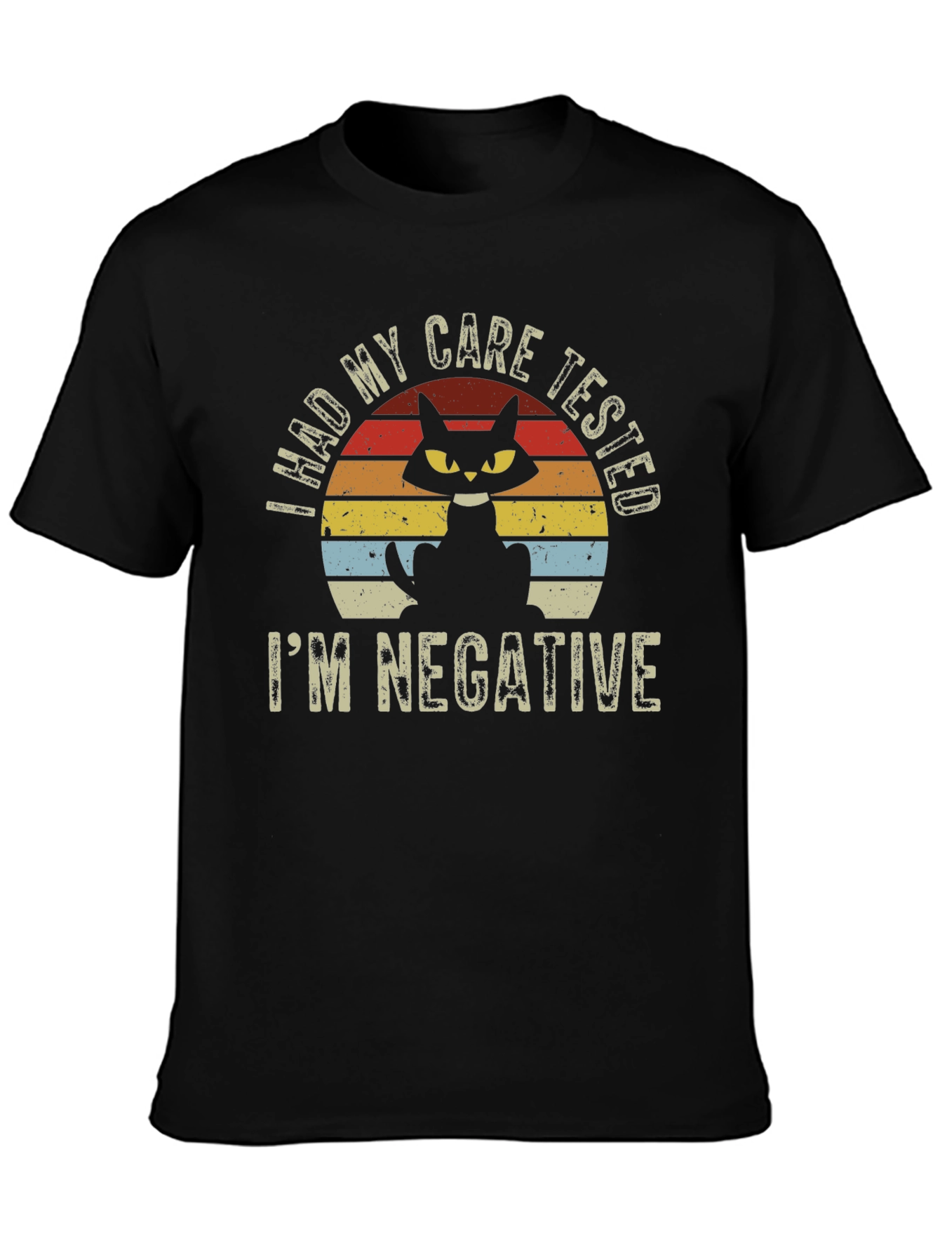 Black Had My Care Tested Cat T-Shirt view 3