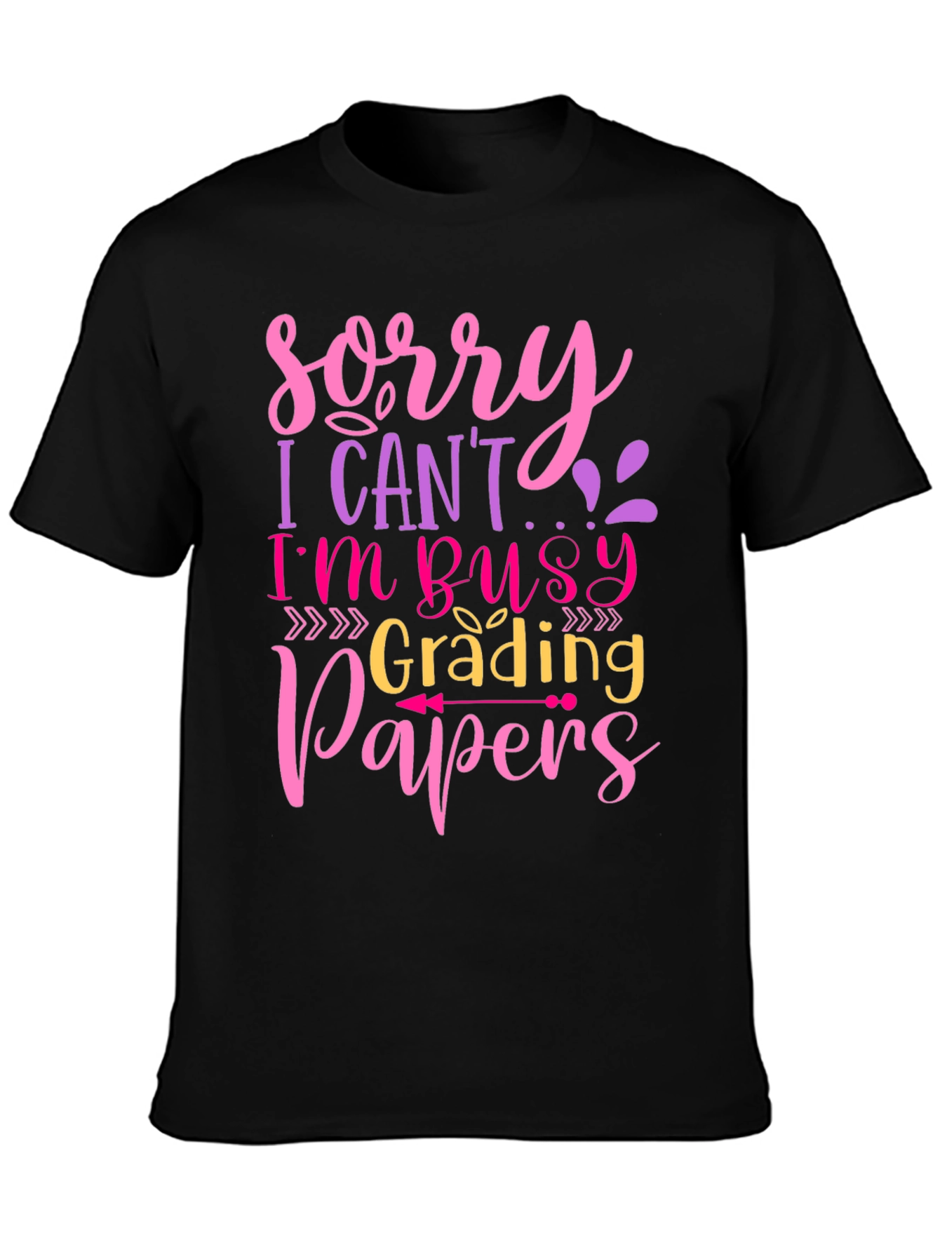 Black Busy Grading Papers T-Shirt: Teacher Life Apparel view 3