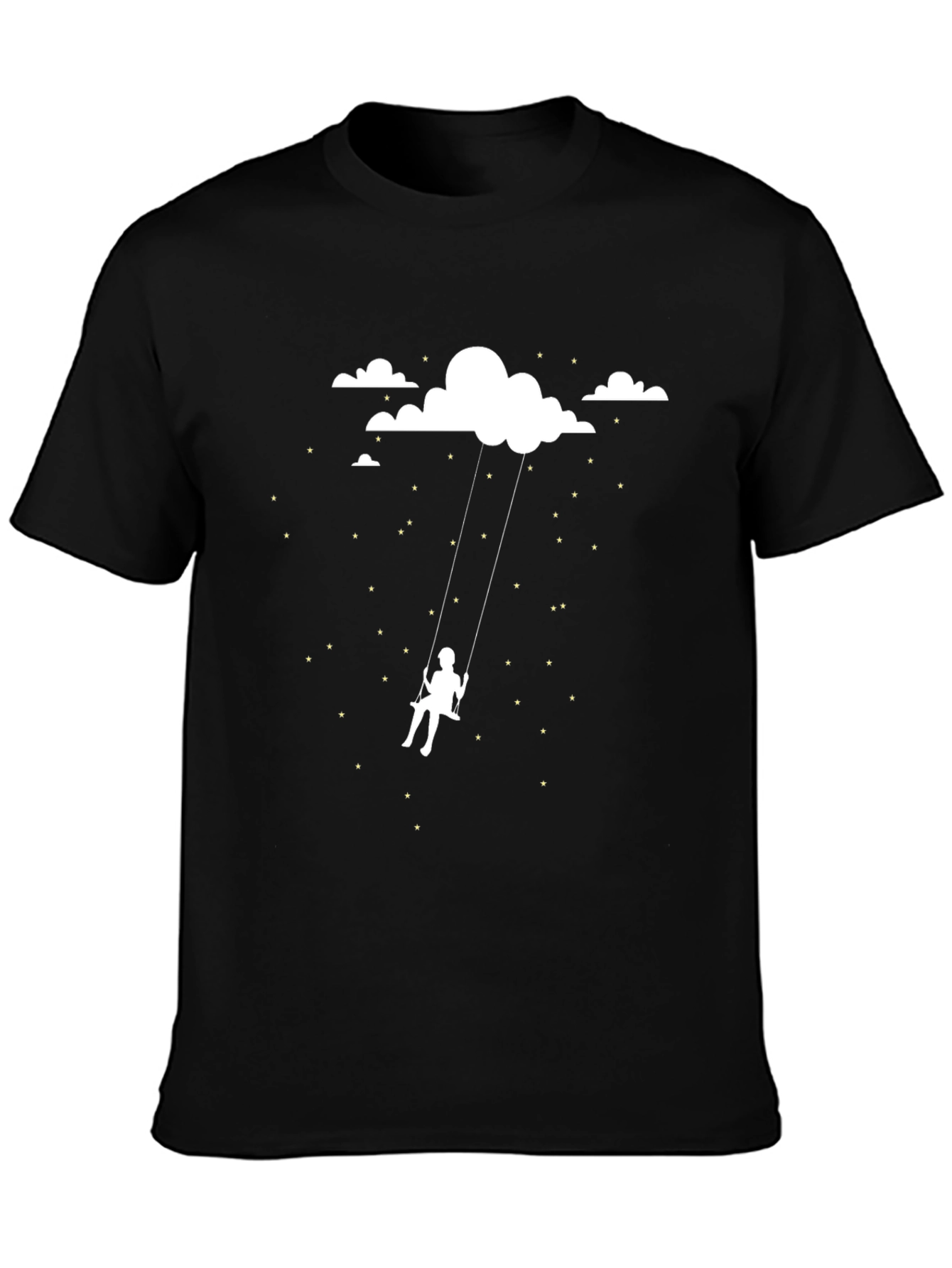 Black Dreamy Cloud Swing Graphic Tee - Black Cotton view 3