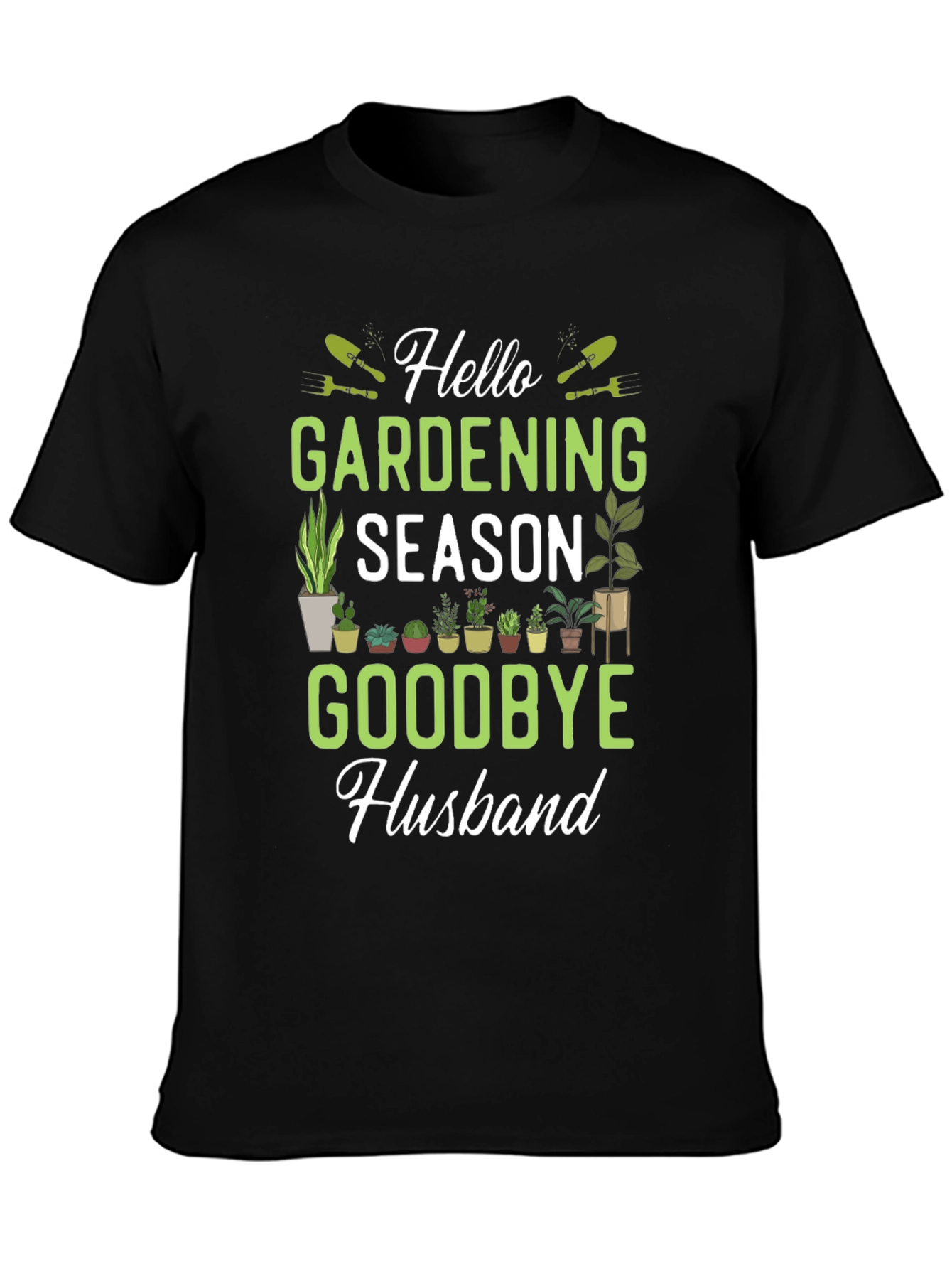 Black Hello Gardening Season T-Shirt view 3