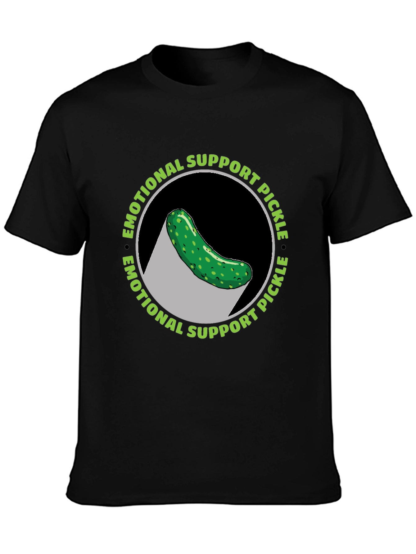 Black Emotional Support Pickle T-Shirt - Funny Graphic Tee view 3