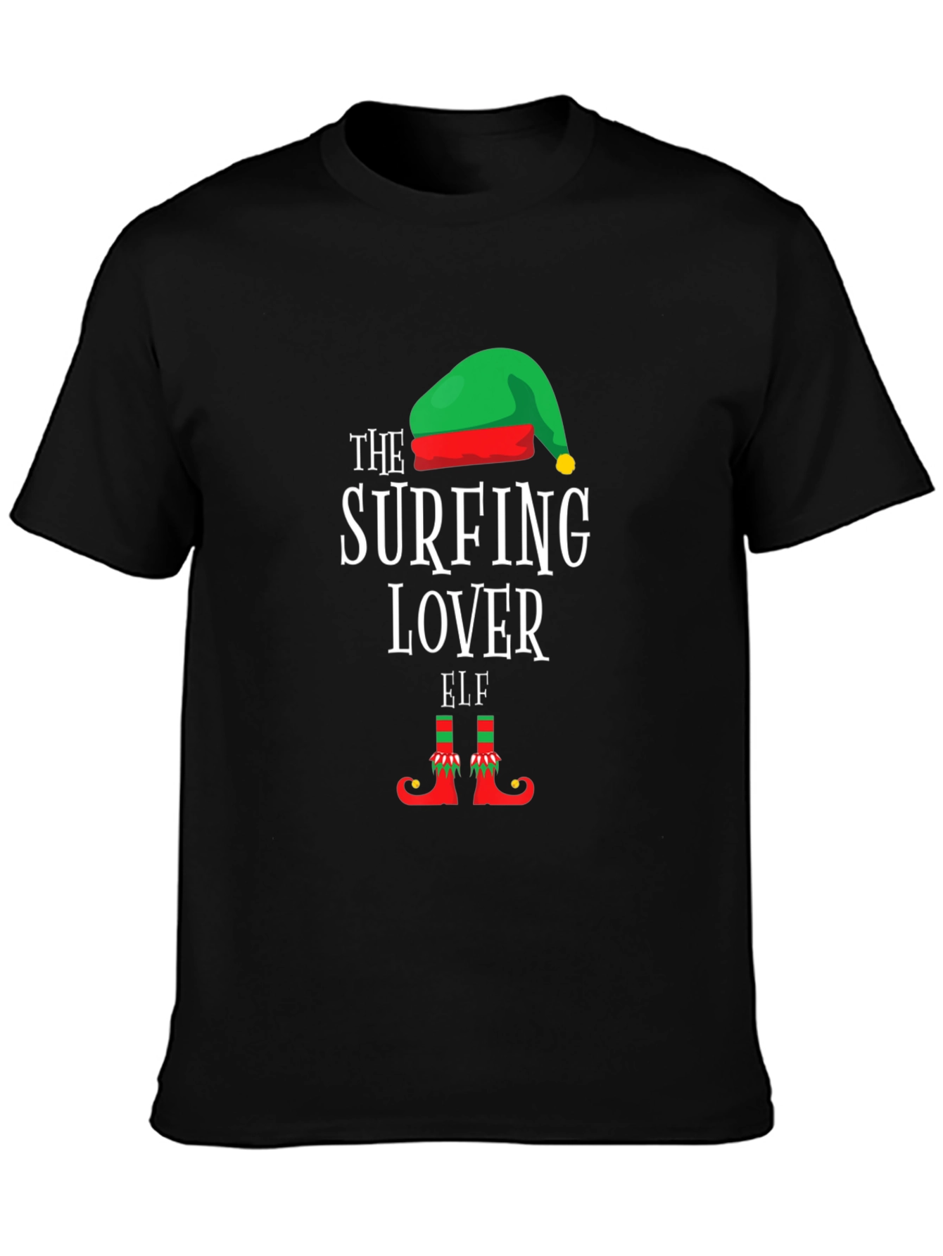 Black The Surfing Lover Elf T-Shirt view 3