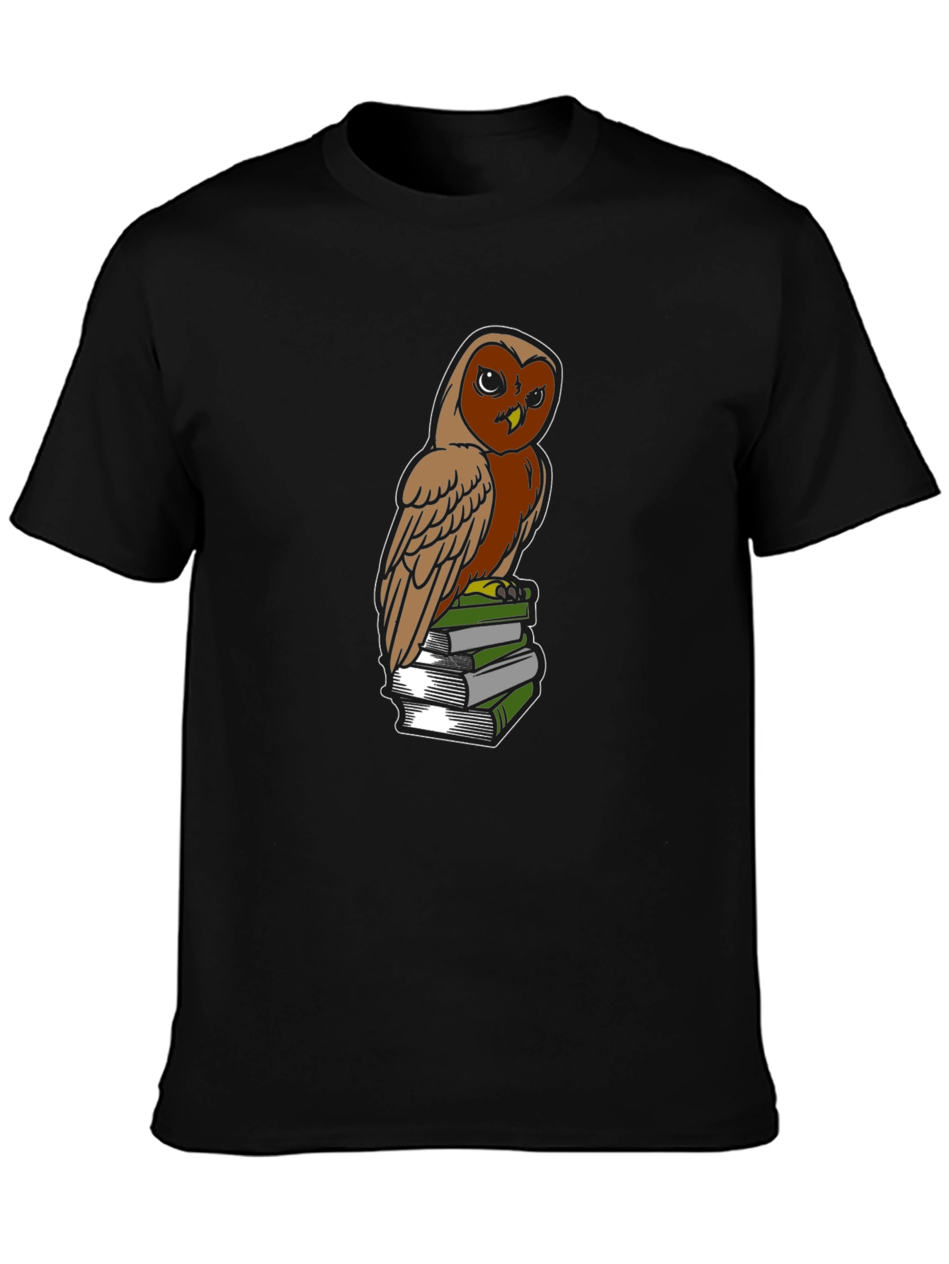 Black Owl on Books Graphic Tee - Smart & Stylish view 3