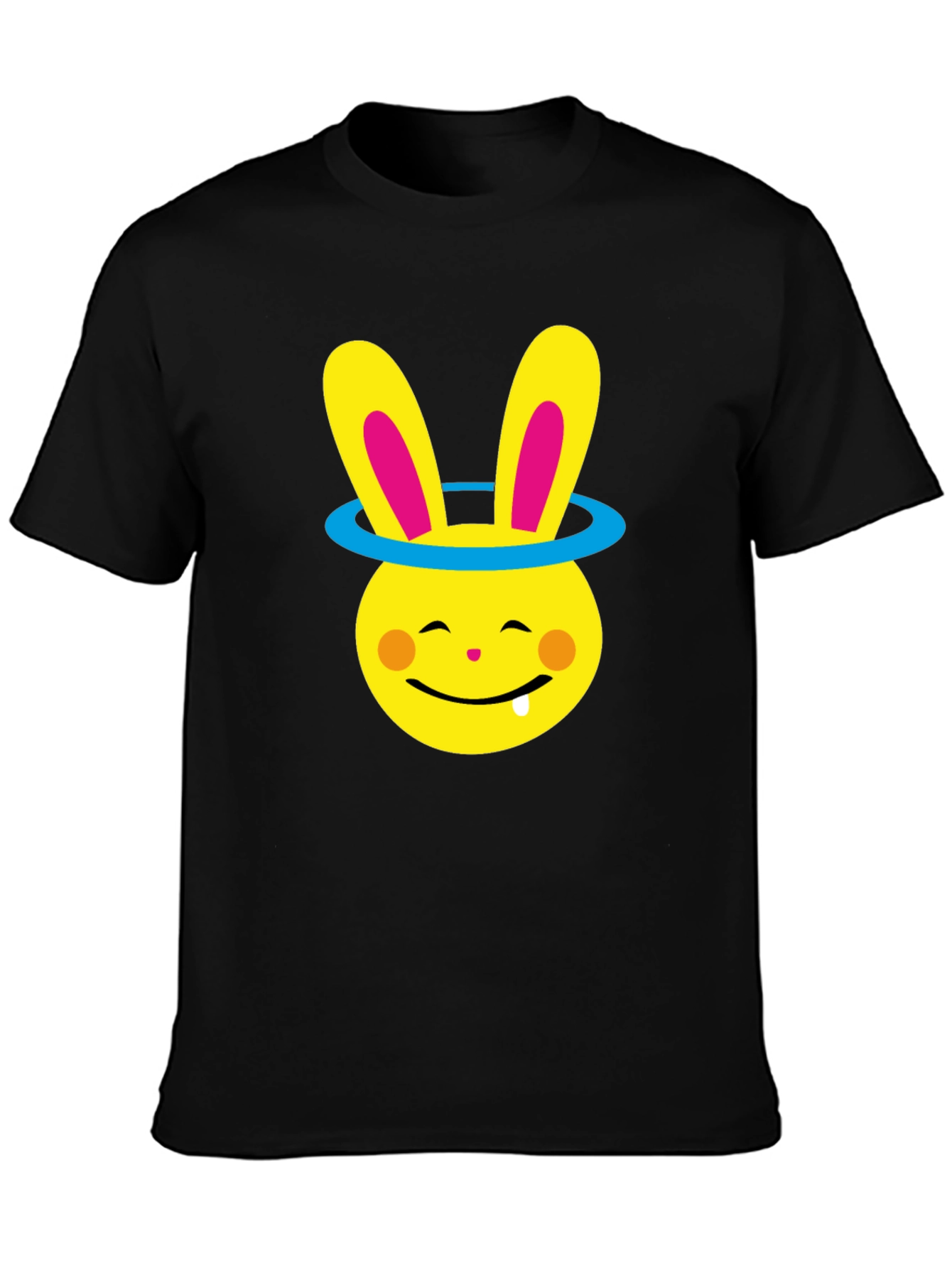 Black Funny Bunny Halo Graphic Tee - Soft Cotton Blend view 3