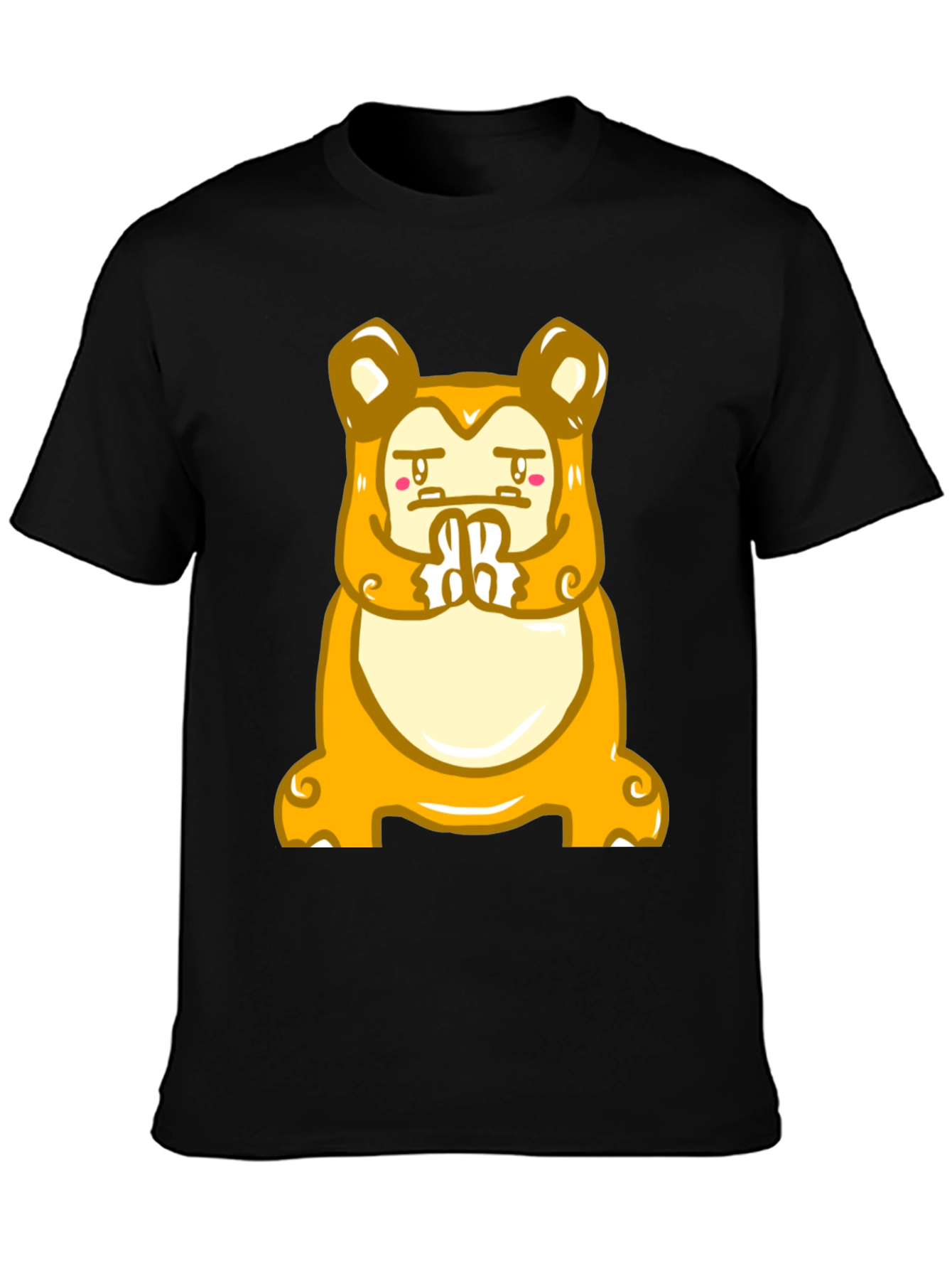 Black Funny Meditating Cartoon Character T-Shirt view 3