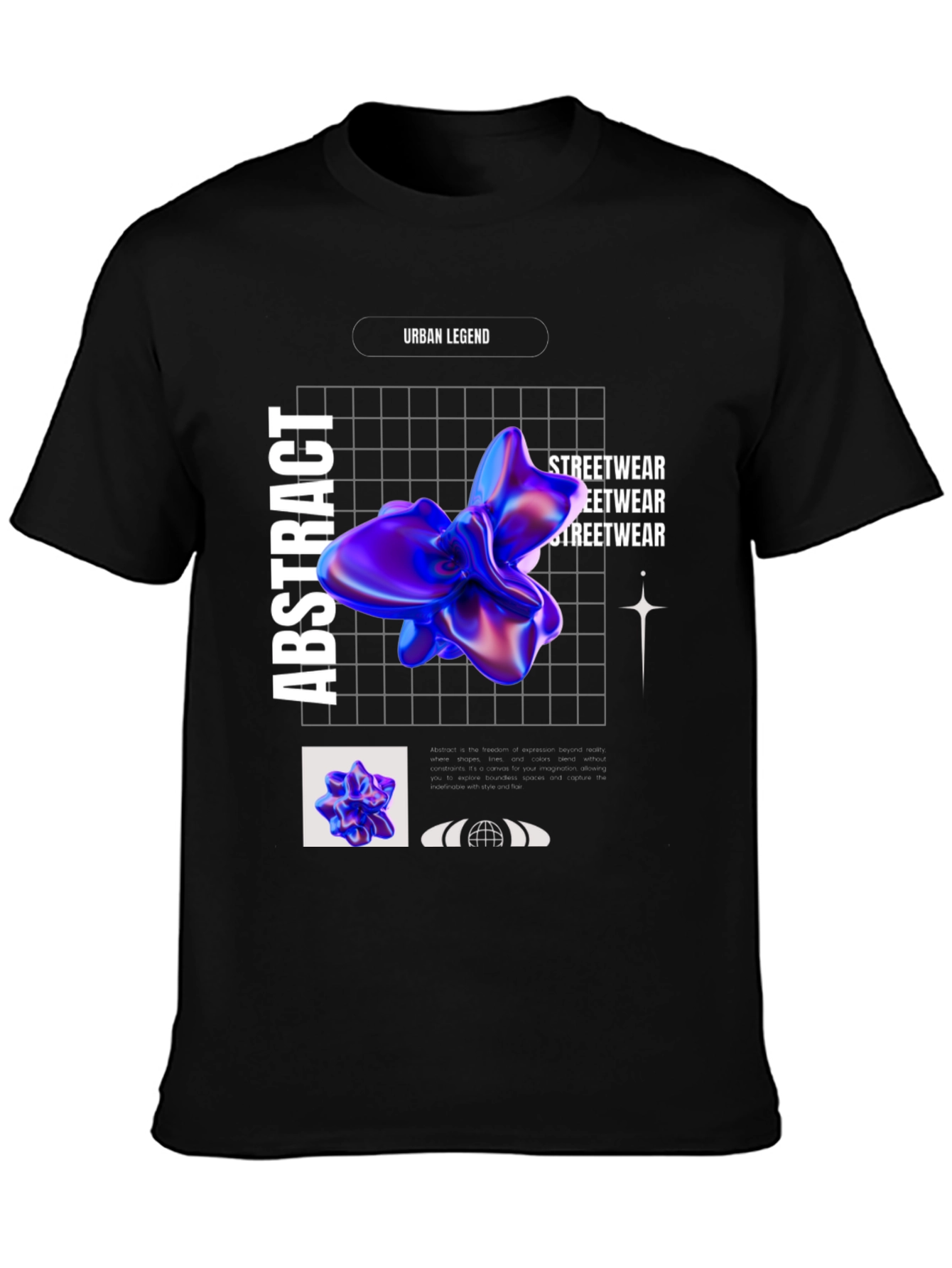 Black Abstract Graphic Print T-Shirt view 3