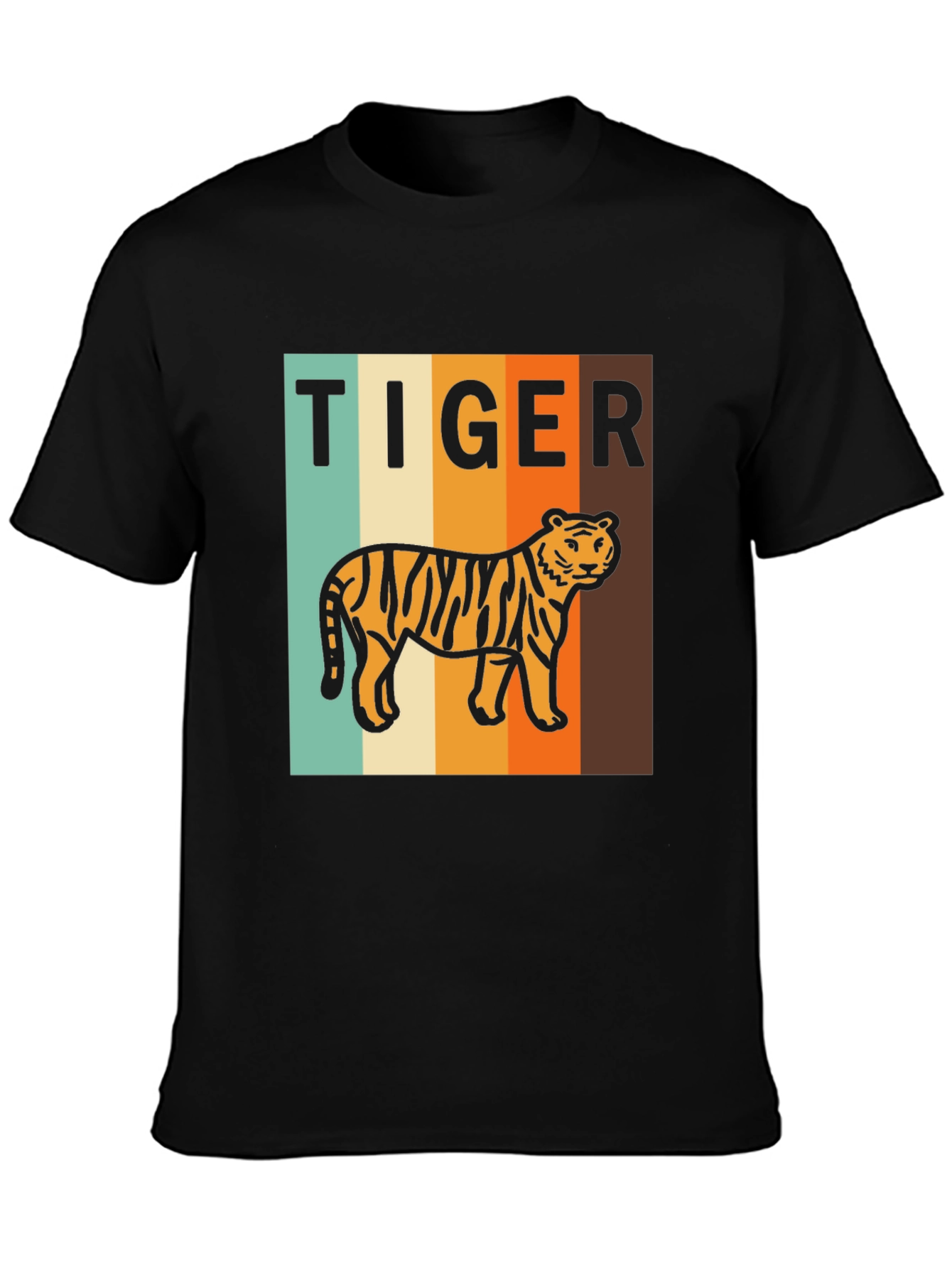 Black Retro Tiger Graphic T-Shirt - Vintage Style Tee view 3