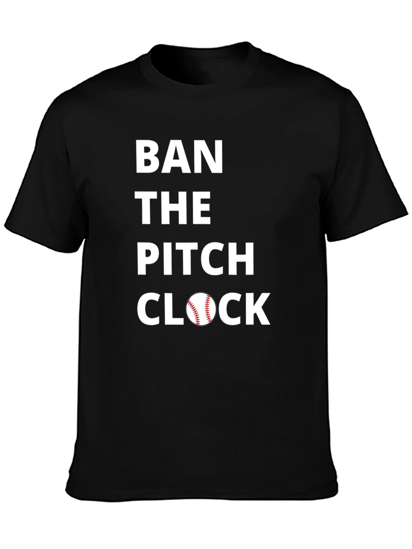 Black Ban the Pitch Clock Baseball Tee view 3