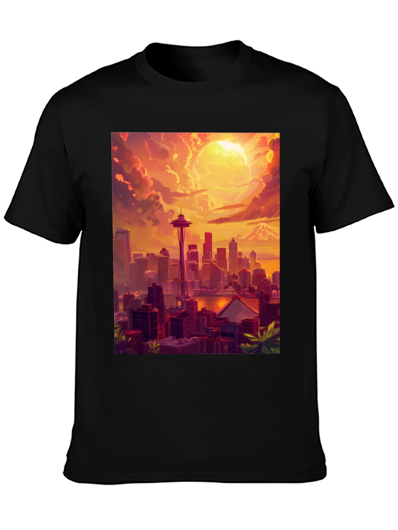 Black Seattle Skyline T-Shirt view 3