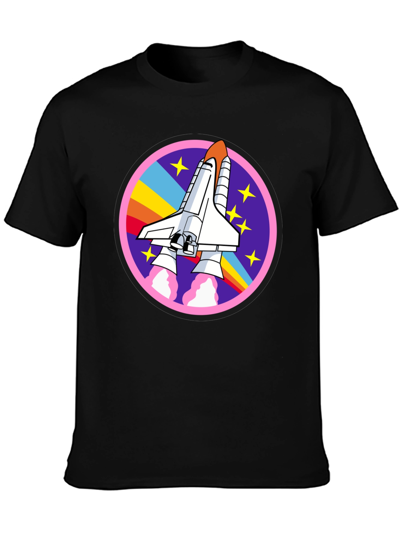 Black Retro Space Shuttle Graphic Tee - Unisex Black Cotton T-Shirt view 3