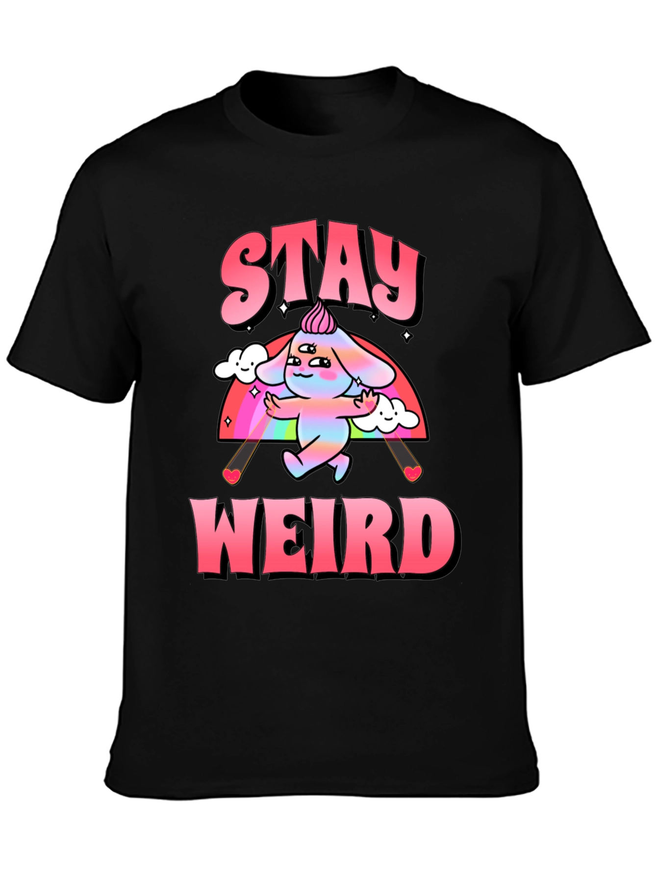 Black Stay Weird Graphic Tee - Black Cotton Blend Shirt view 3