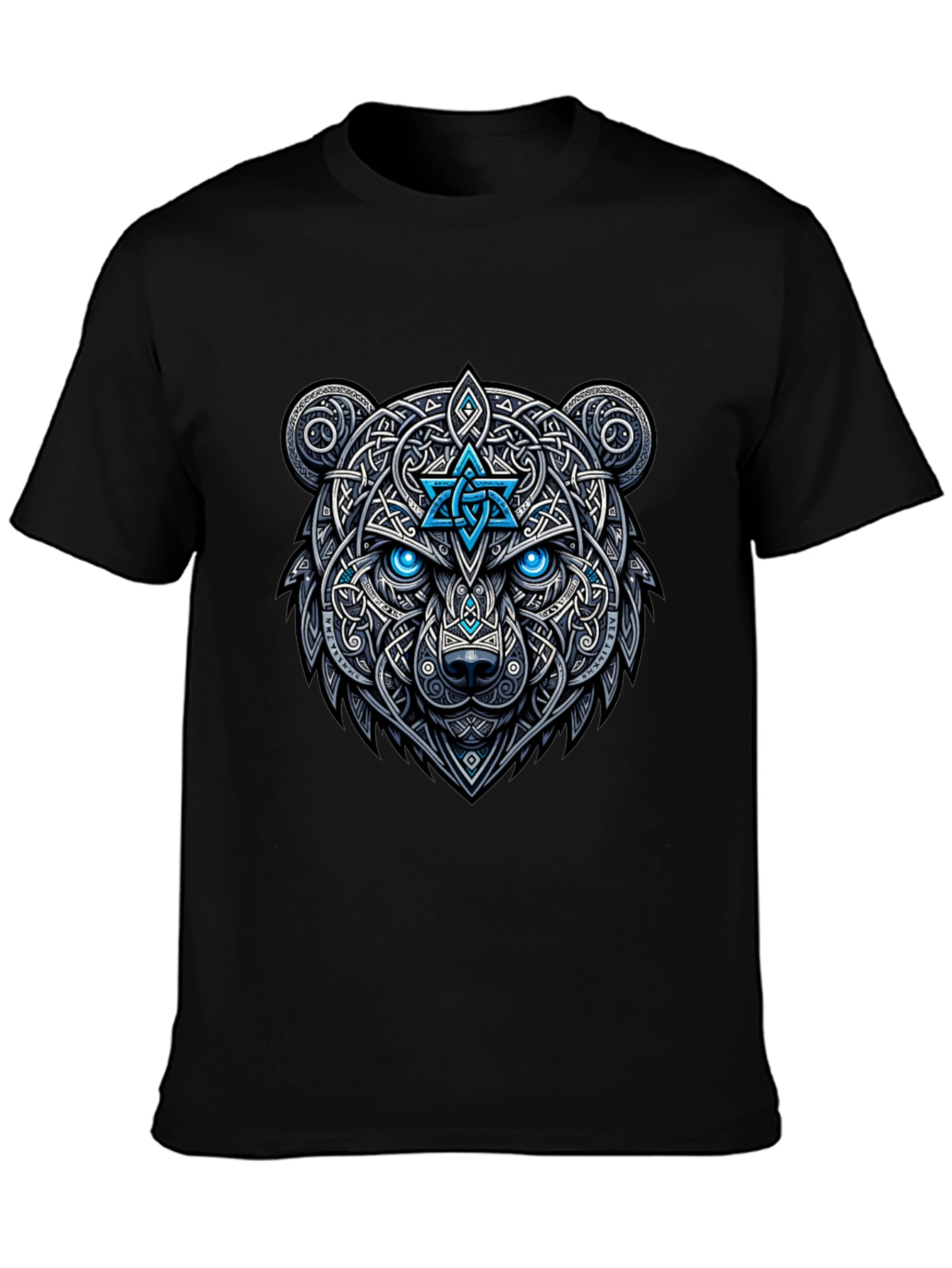 Black Celtic Bear Graphic Tee - Black view 3