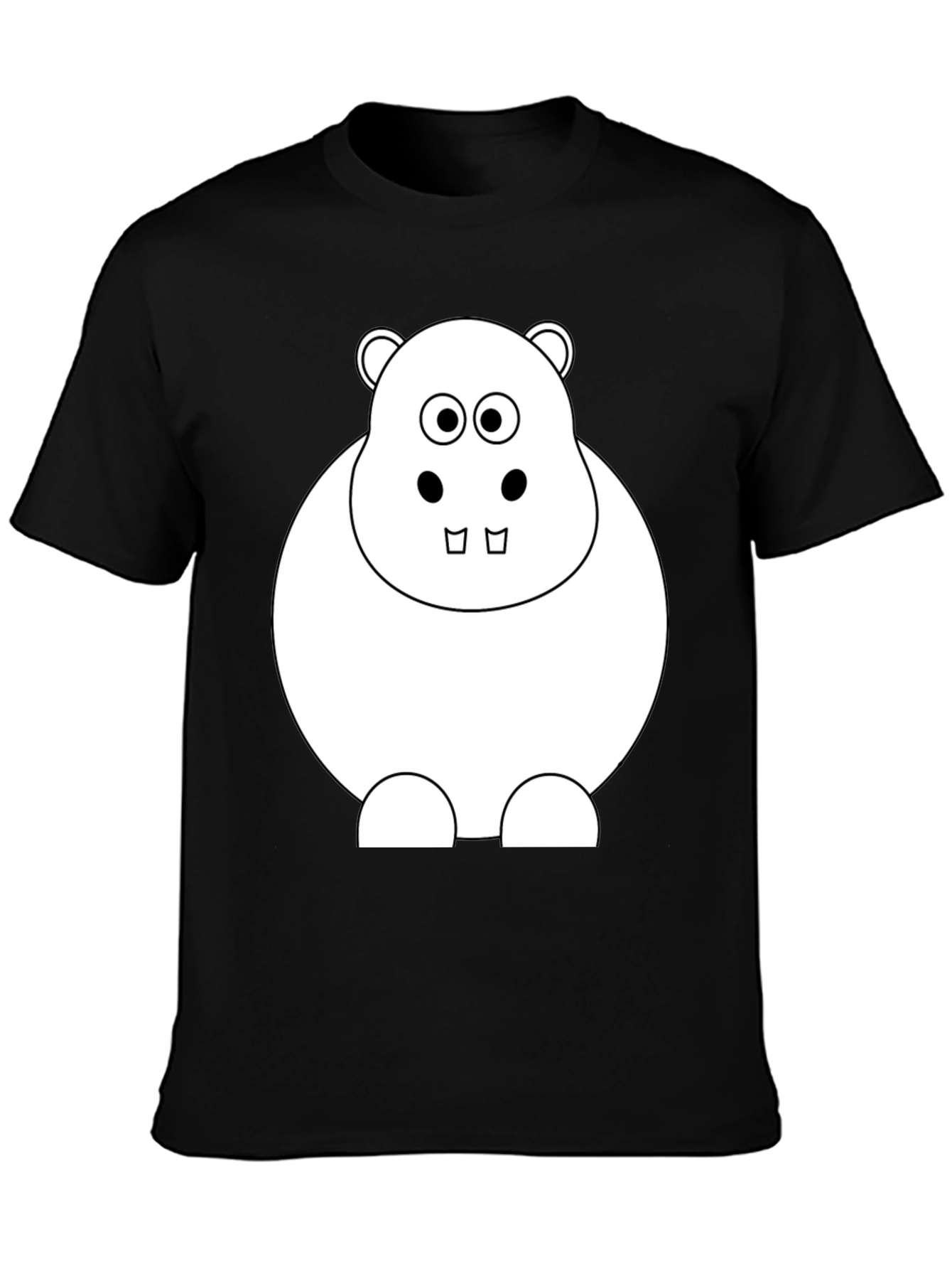 Black Hippo Graphic Tee - Black Cotton T-Shirt view 3