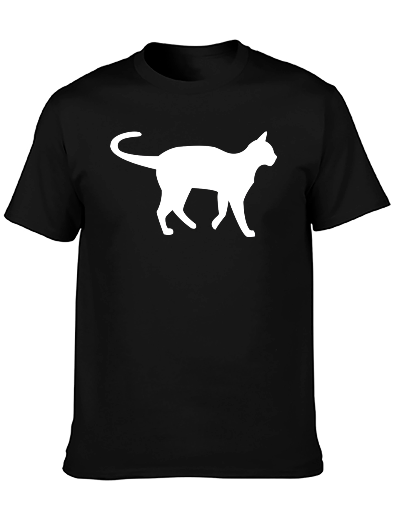 Black Cat Silhouette T-Shirt - Classic Black Tee view 3