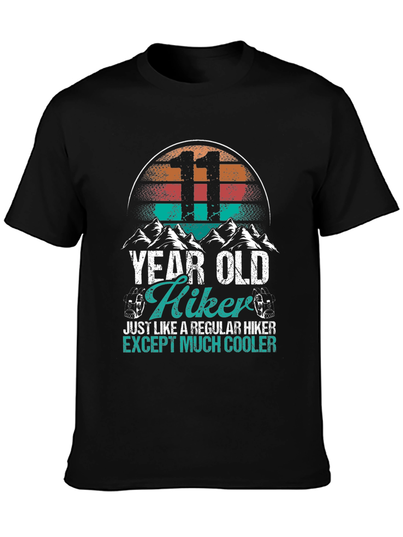 Black 11 Year Old Hiker T-Shirt - Cool Hiking Tee view 3