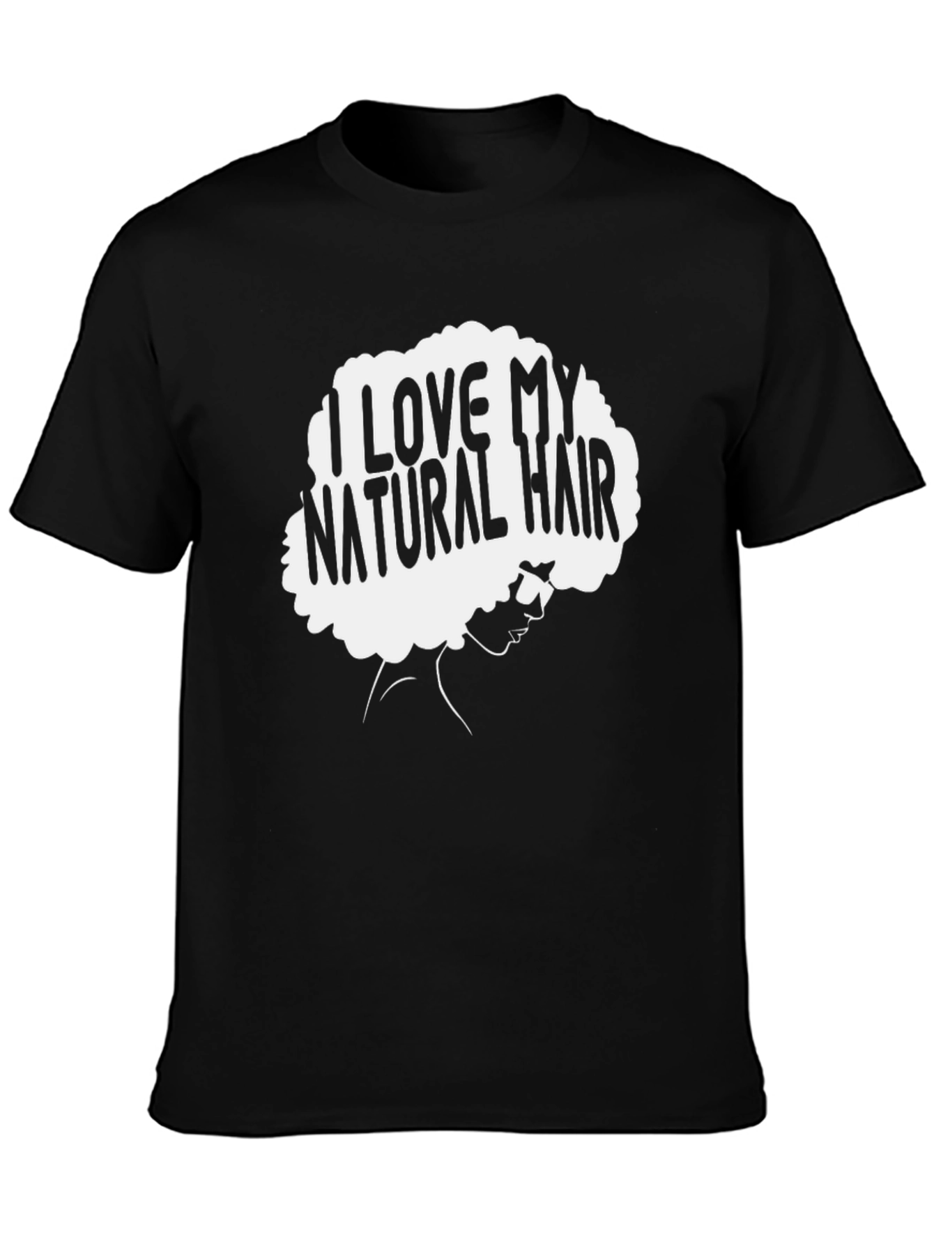 Black I Love My Natural Hair Graphic Tee - Black Cotton T-Shirt view 3