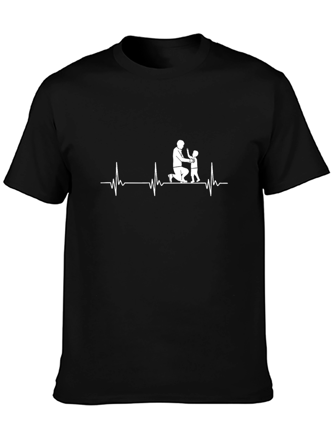 Black Father & Child Heartbeat Black T-Shirt view 3