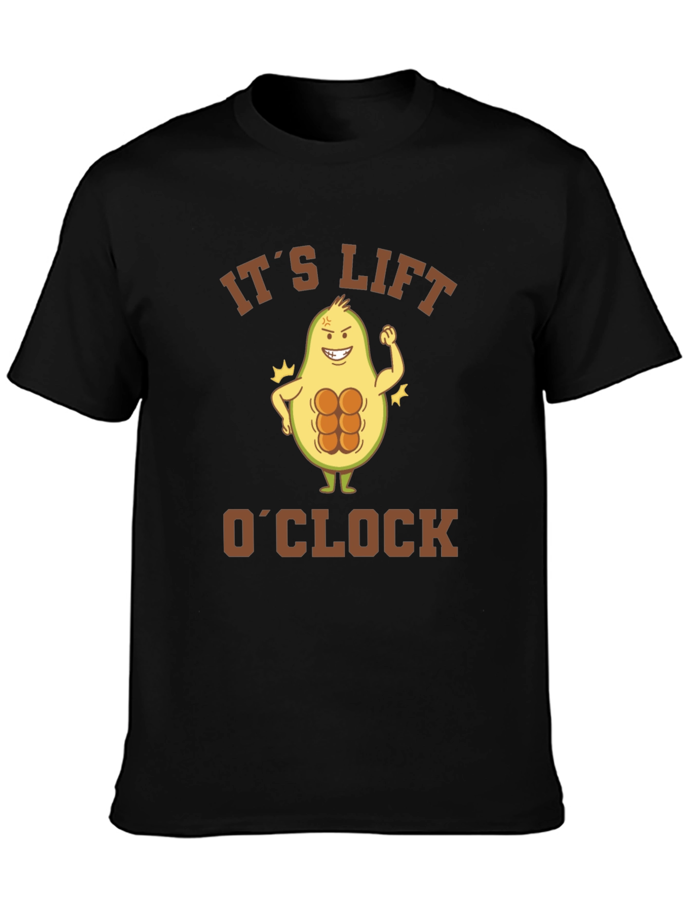 Black Funny Avocado Lift O'Clock T-Shirt - Gym Humor! view 3